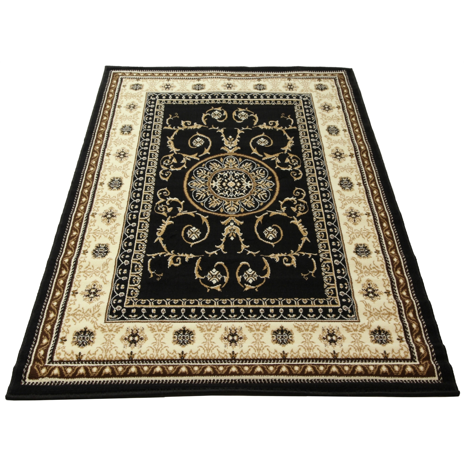The Estate Collection 160 x 225cm Black Antalya Classical Rug ...