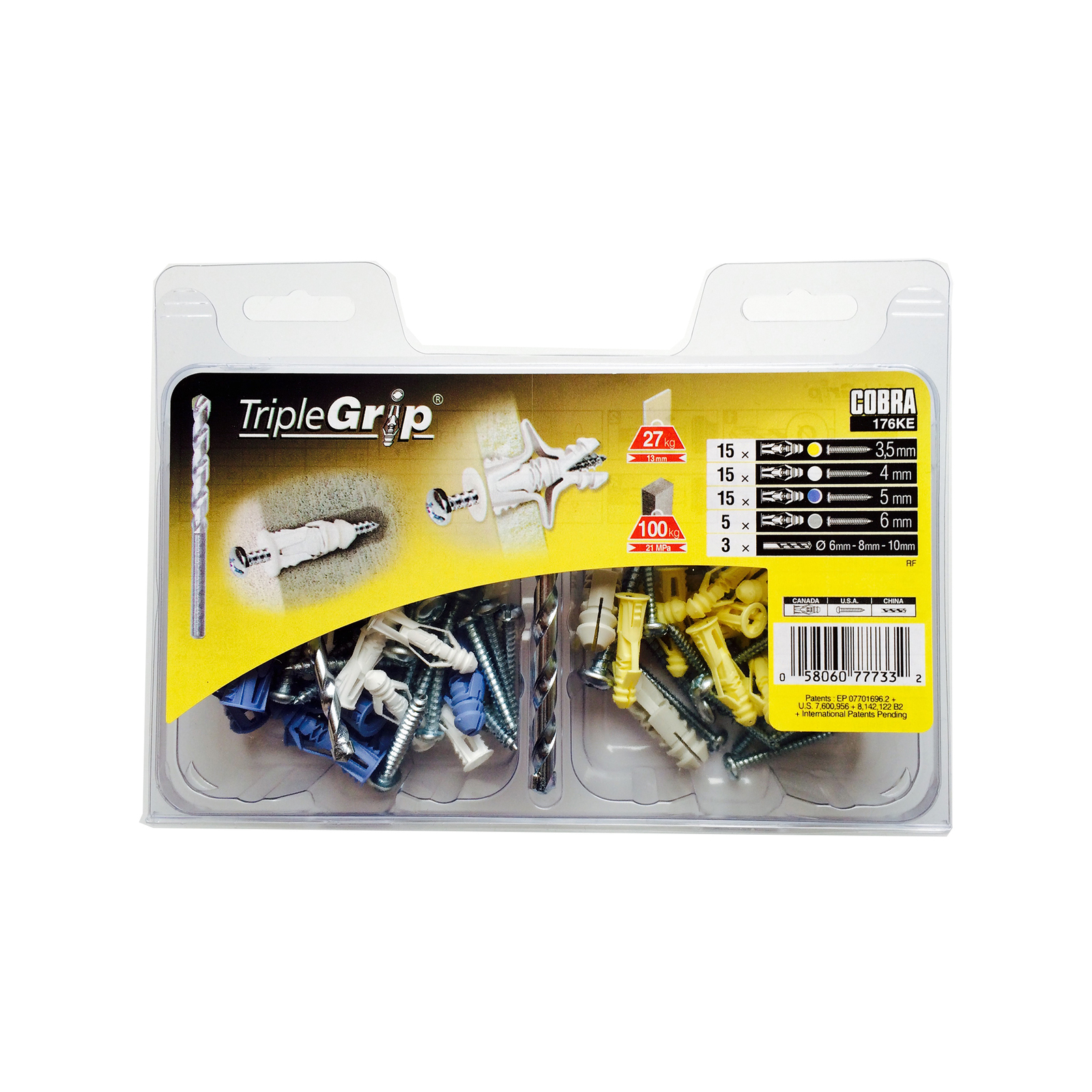 Cobra Assorted 176KE Triple Grip Anchor Kit 50 Pack Bunnings Australia