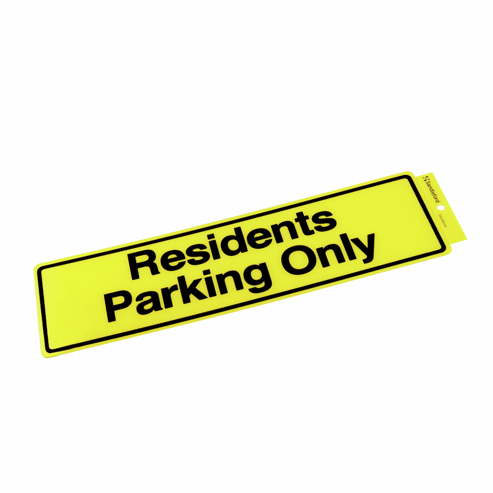 Sandleford 330 x 95mm Residents Parking Only Yellow Self Adhesive Sign