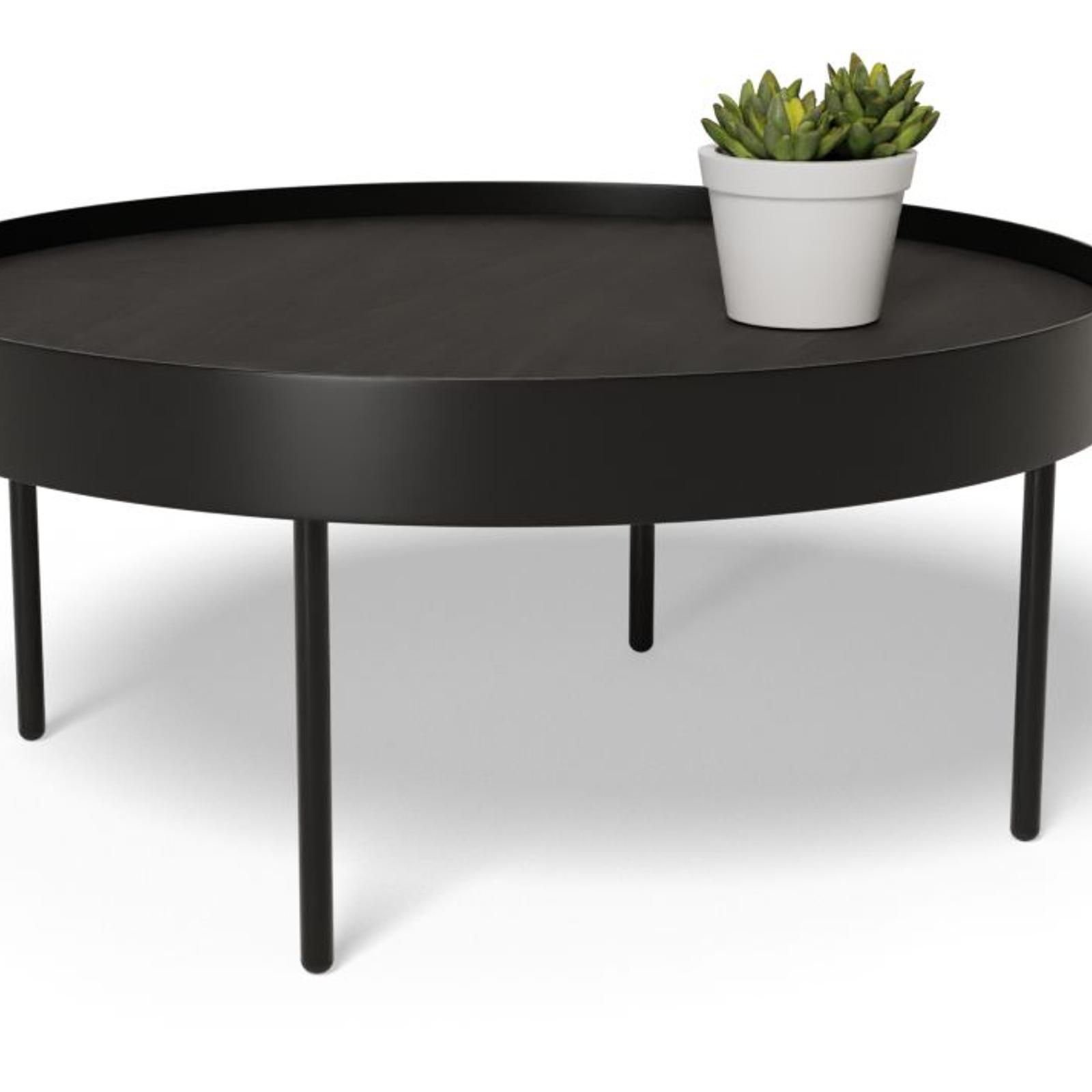 Tao Round Coffee Table Black Stained Ash Tabletop Black Base Bunnings Australia