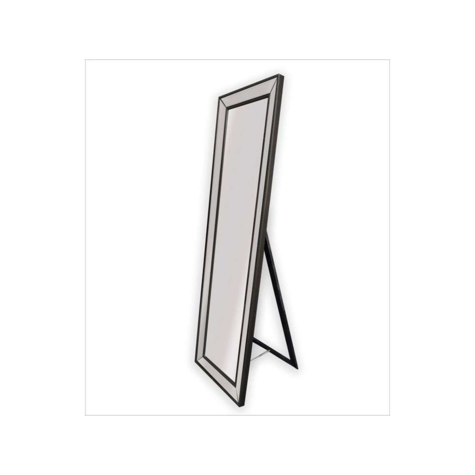 Beaded Black Framed Full Length Mirror - Free Standing 50cm x 170cm ...