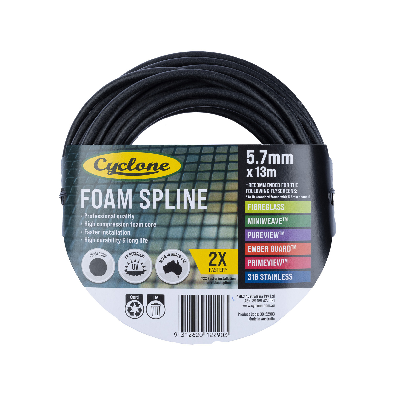 Cyclone 5.7mm x 13m Pro Foam Spline - Bunnings Australia