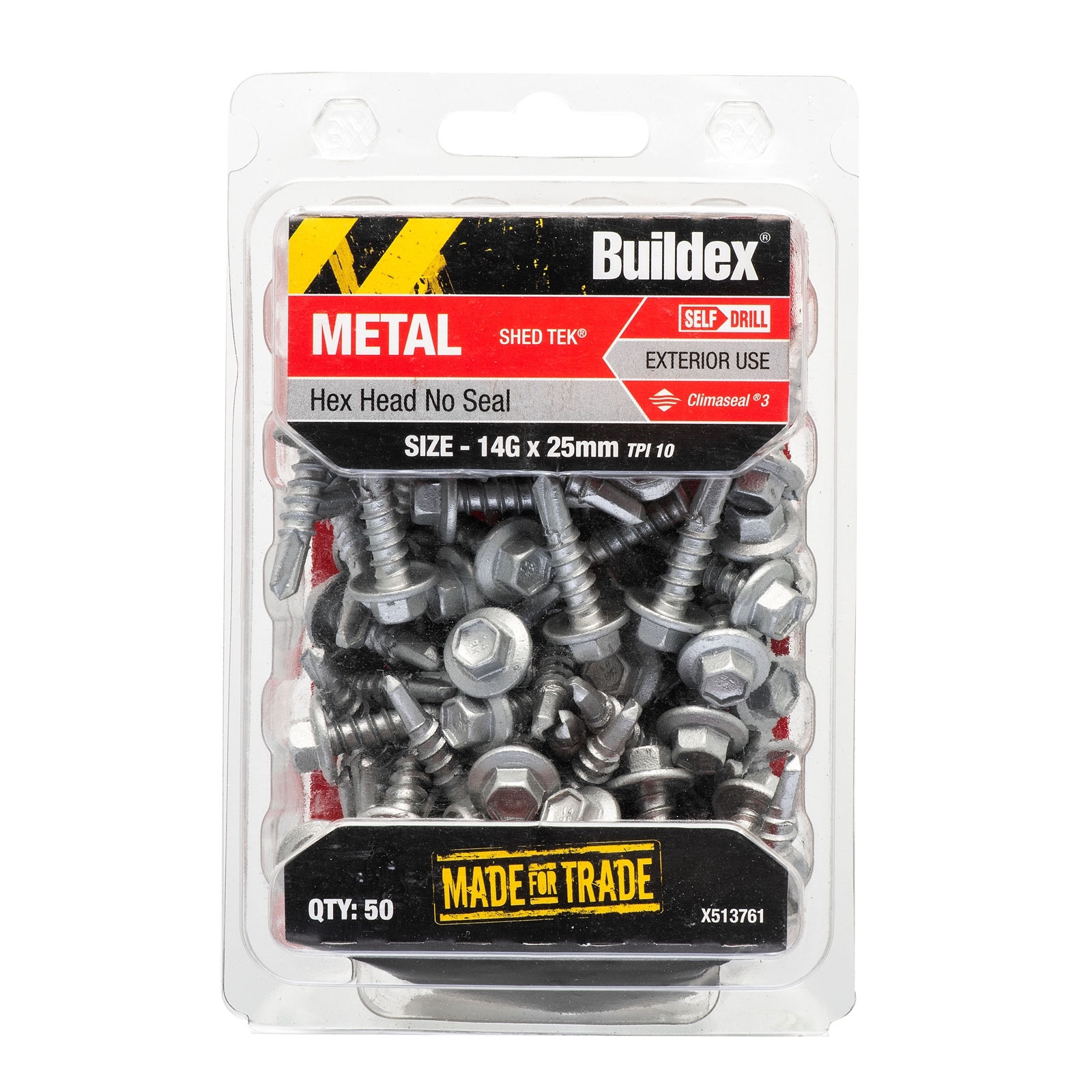 Buildex Metal Shed Tek C3 Hex Head No Seal Screws 14g x 25mm 12g Bx50