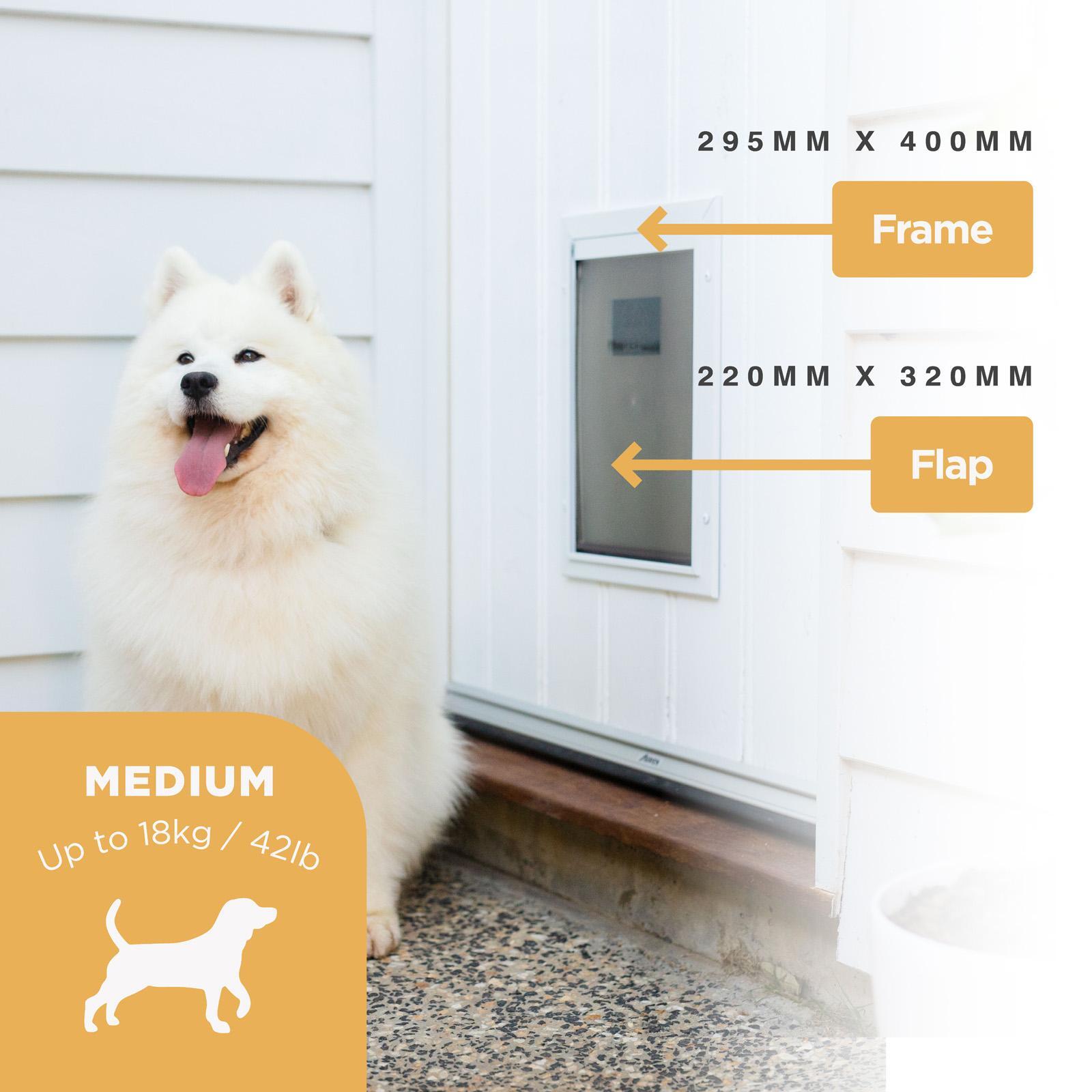 Hakuna Pets Medium White Deluxe Aluminium Pet Door Bunnings Australia