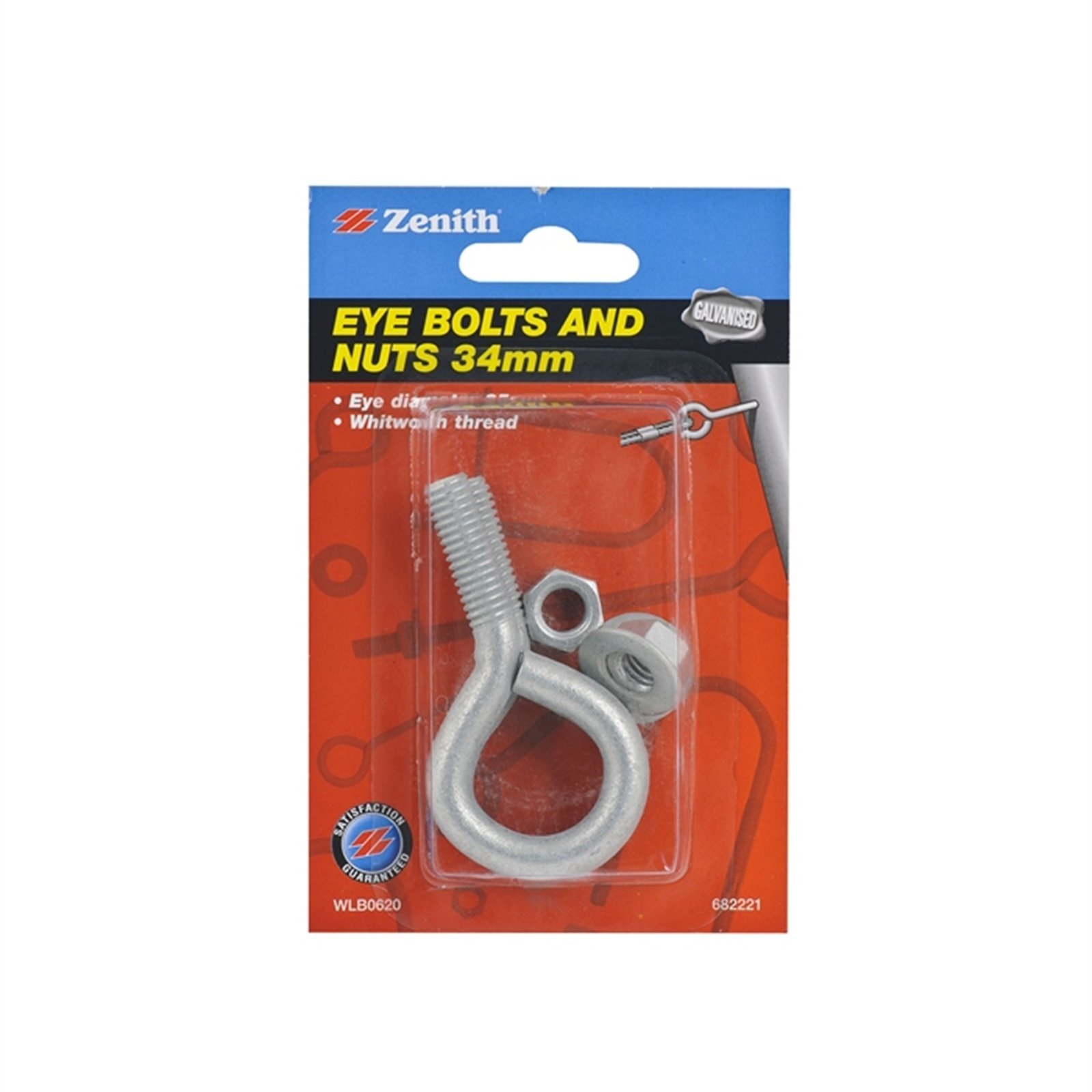 Zenith 34mm Galvanised Eye Bolts And Nuts 2 Pack Bunnings New Zealand