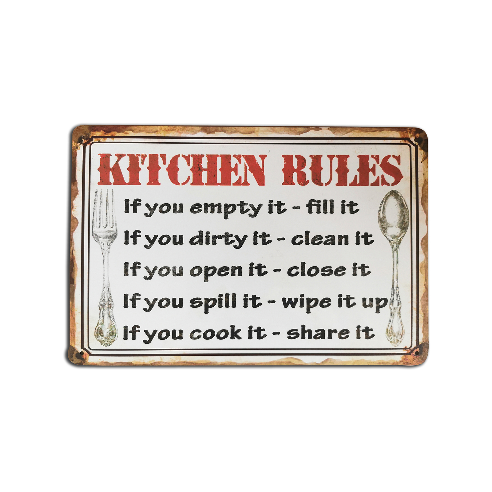 Kitchen Rules Tin Sign Bunnings Australia