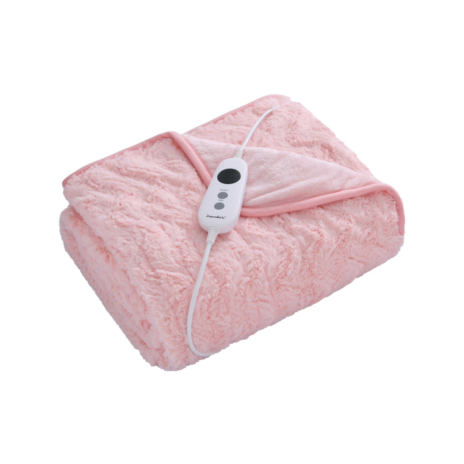 Dreamaker 500gsm Fuax Fur Heated Throw Blush Pink - Bunnings Australia