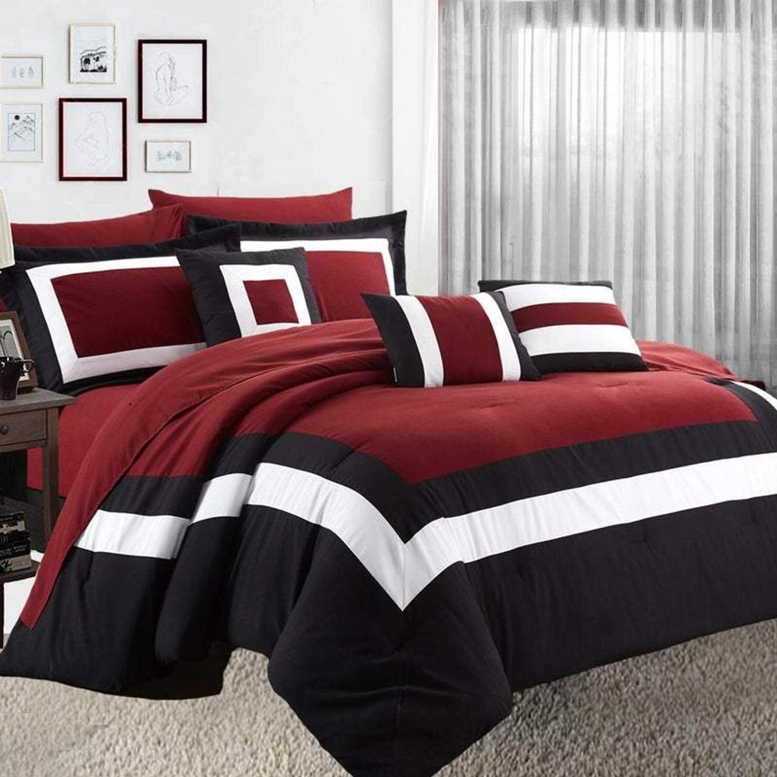 Large Premium 10pc Comforter Set | 10 Piece Comforter and Sheet Set ...