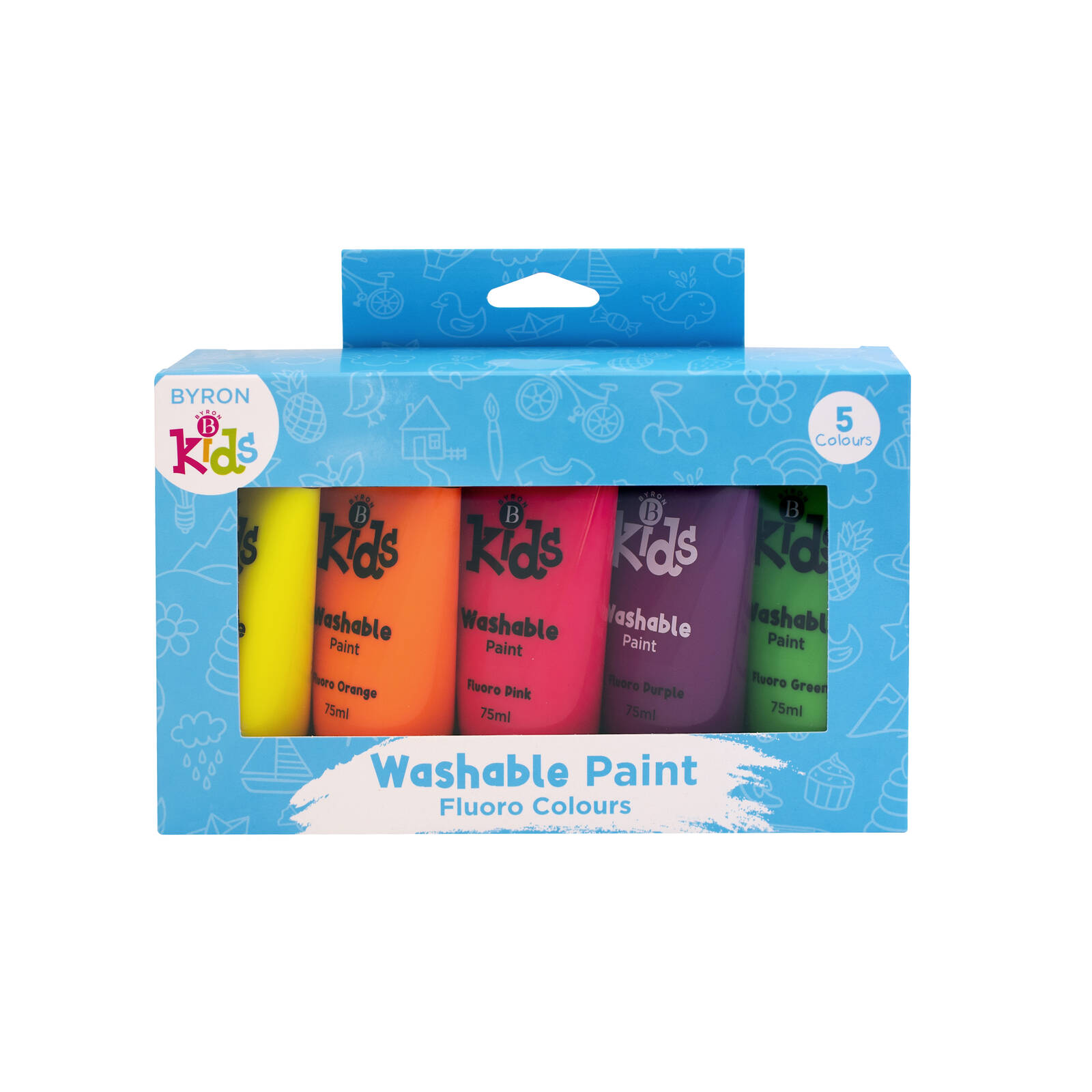 Jasart 75ml Fluoro Byron Kids Washable Paint 5 Set Bunnings New Zealand