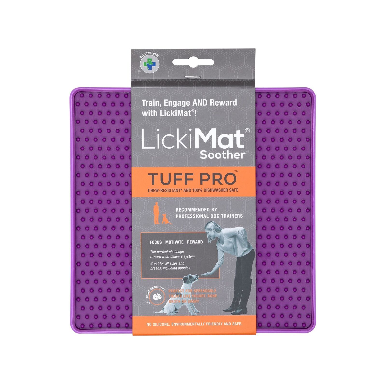 LickiMat Soother PRO Tuff Slow Food Licking Mat for Dogs Purple