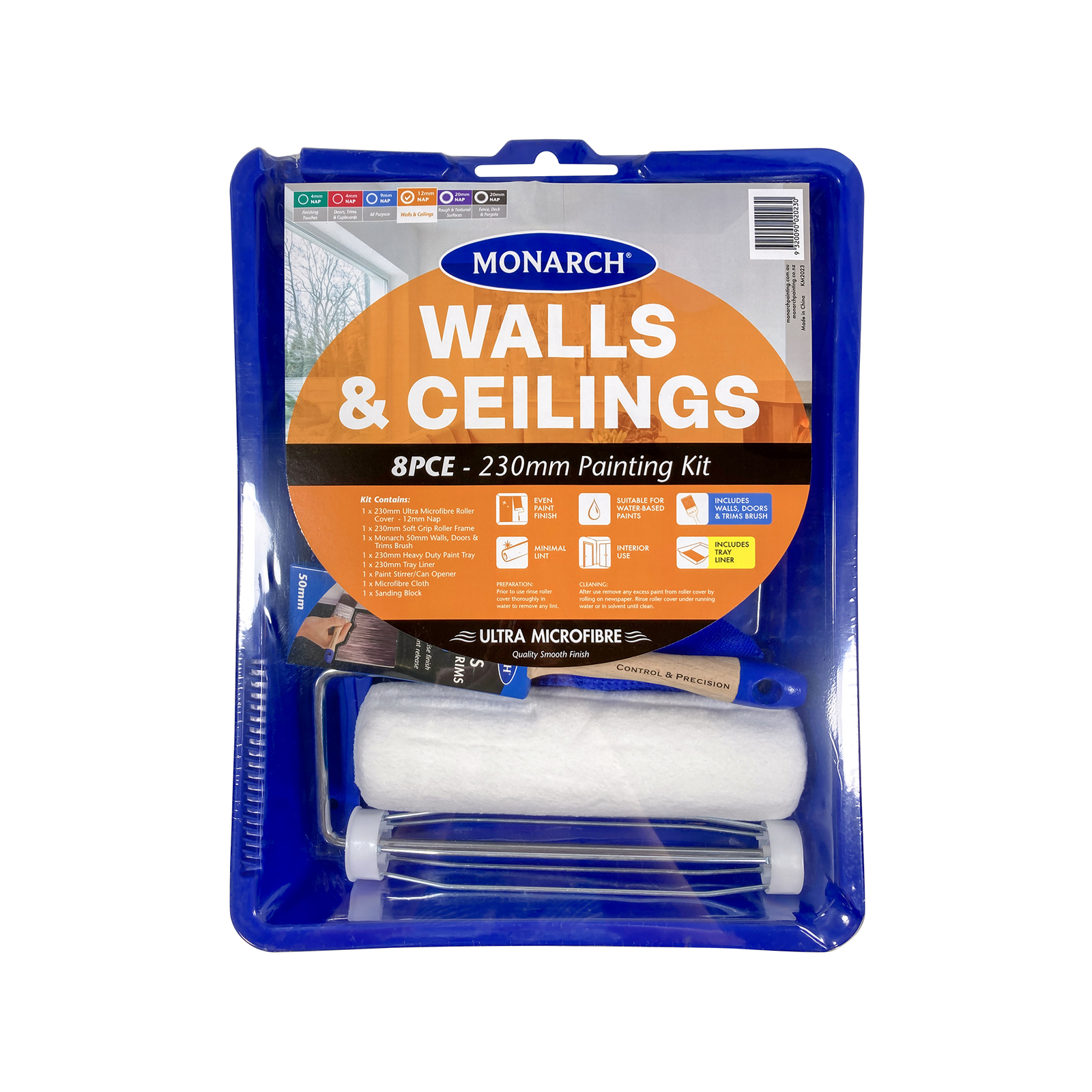 Monarch 230mm 8 Piece Walls & Ceilings Ultra Microfibre Painting Kit Bunnings Australia