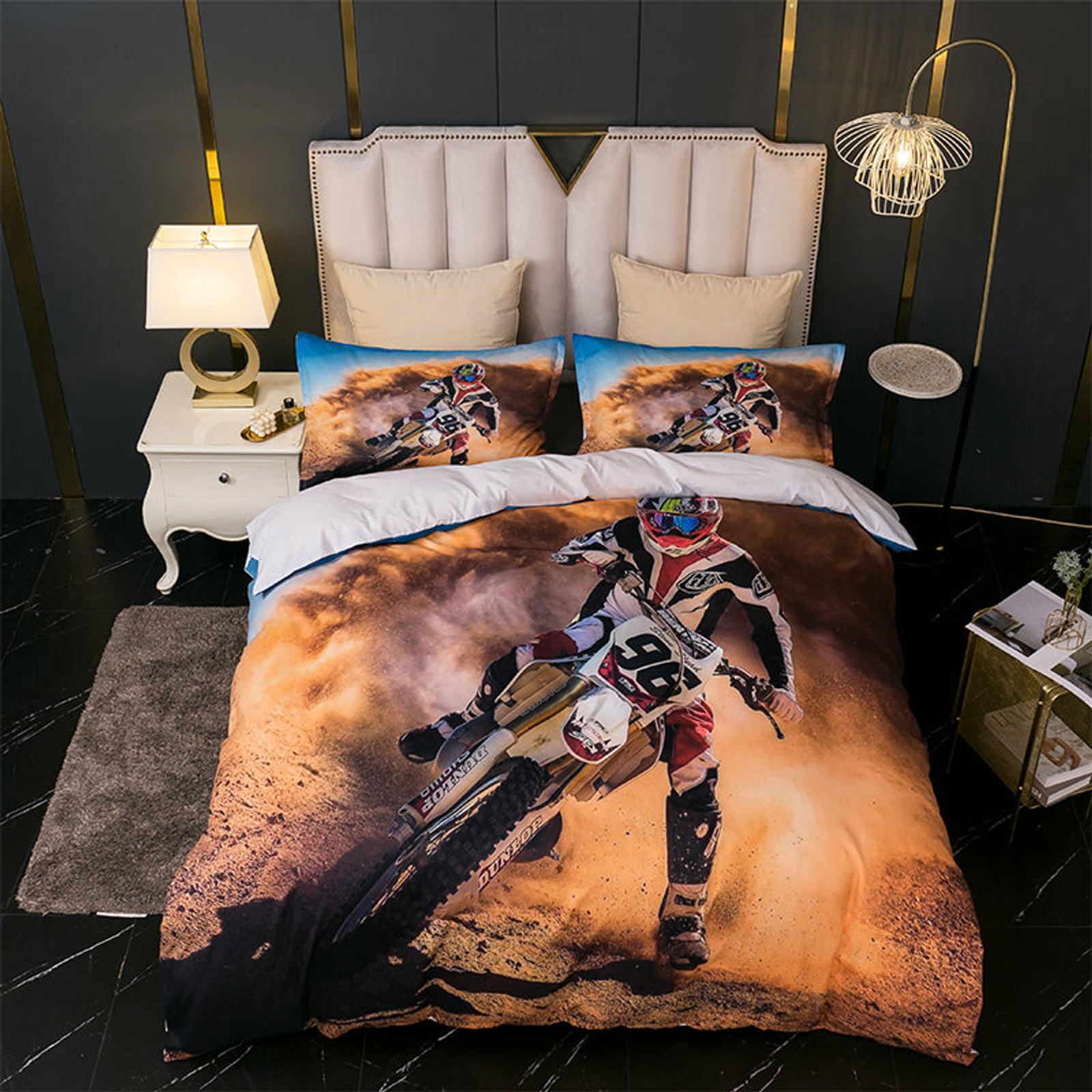 3D Colourful Motorbike Abstract Pattern Quilt Cover Set Bedding Set