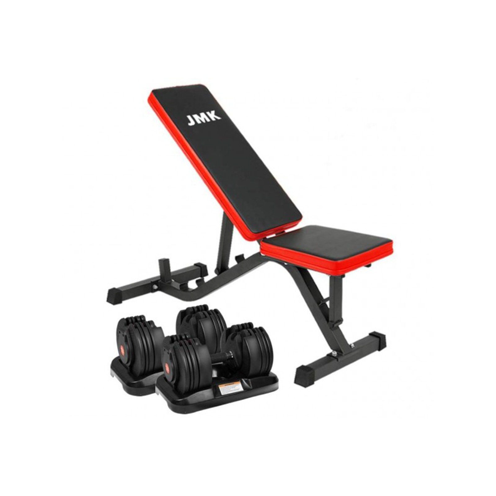 2x 20kg Powertrain Adjustable Dumbbells Home Gym with Bench Bunnings