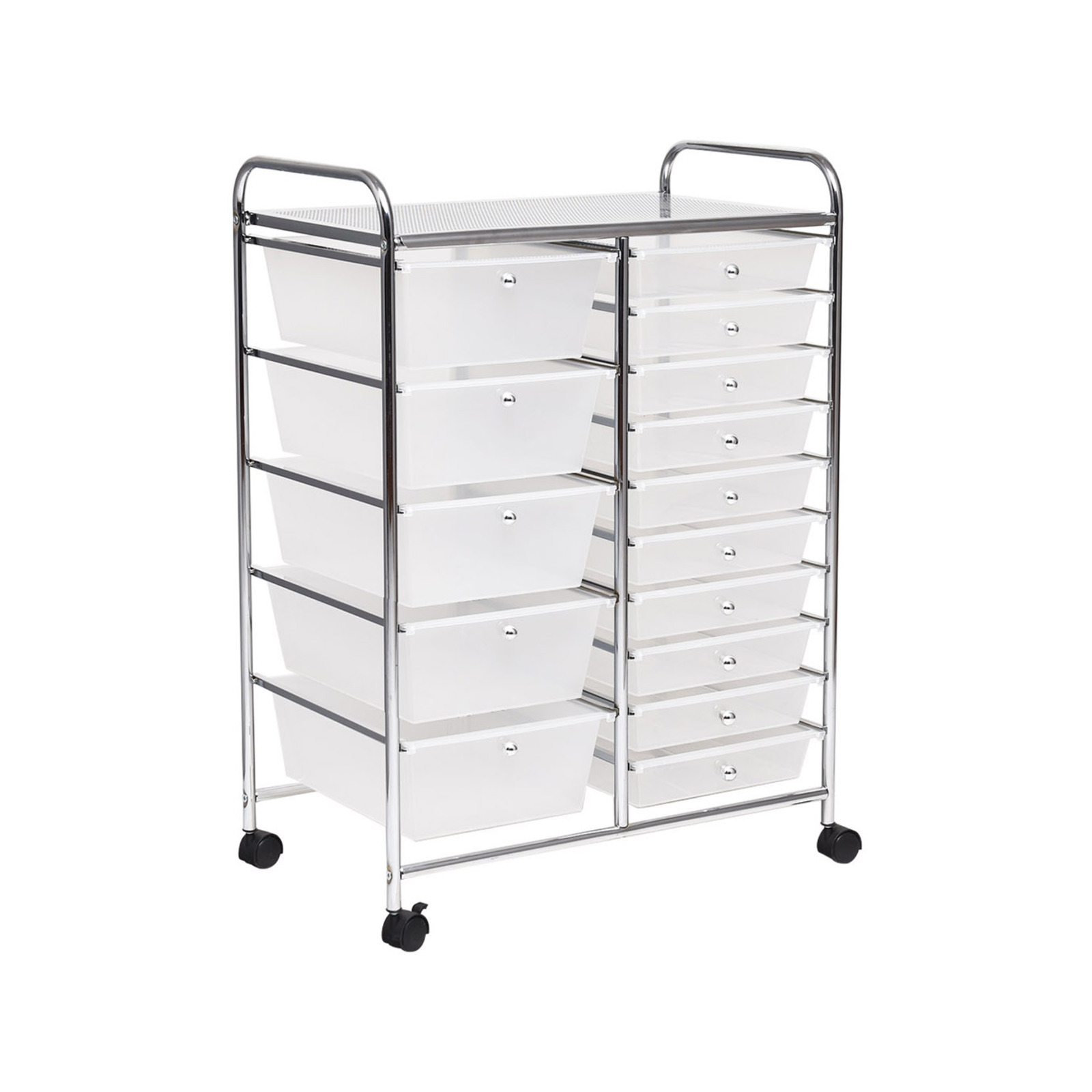 Costway 12-drawer Storage Trolley Filing Cabinet W/wheels Clear ...