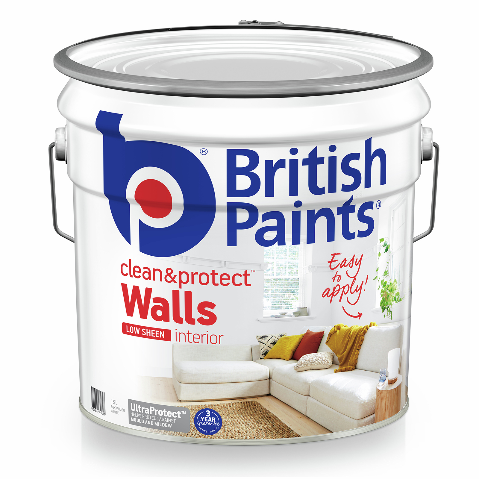 British Paints 15L White Low Sheen Clean And Protect Interior Paint