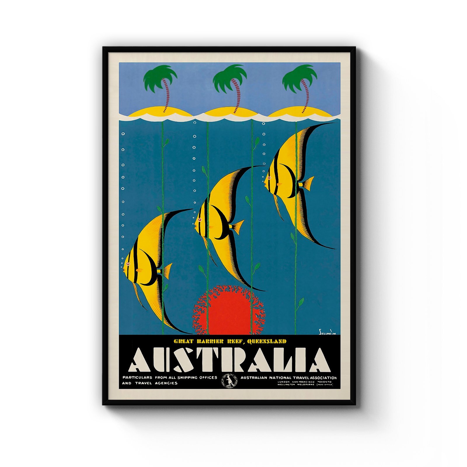 Great Barrier Reef, Australia Vintage Travel Advert Wall Art - Bunnings ...