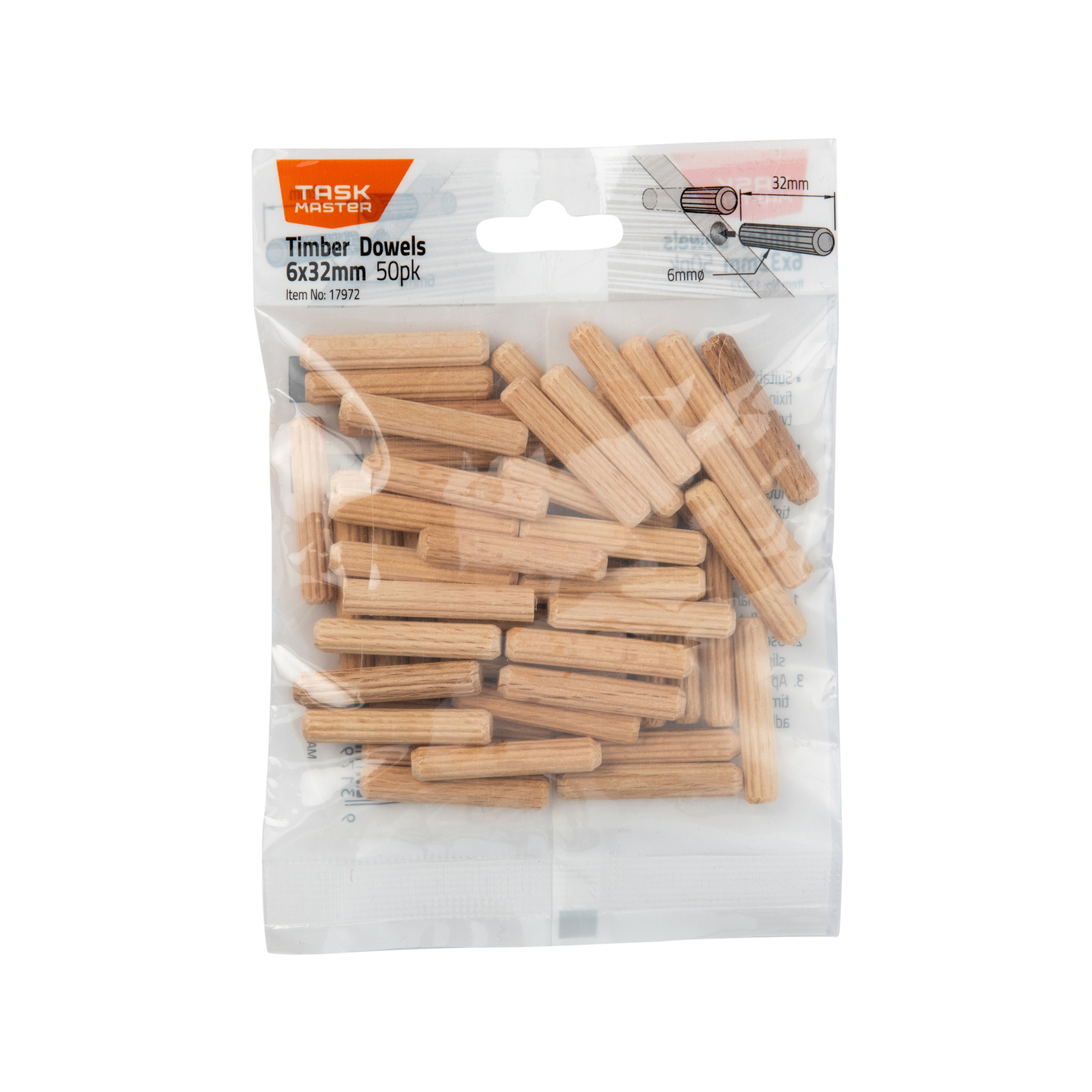 Taskmaster 6 x 32mm Timber Dowel Connectors 50 Pack Bunnings Australia