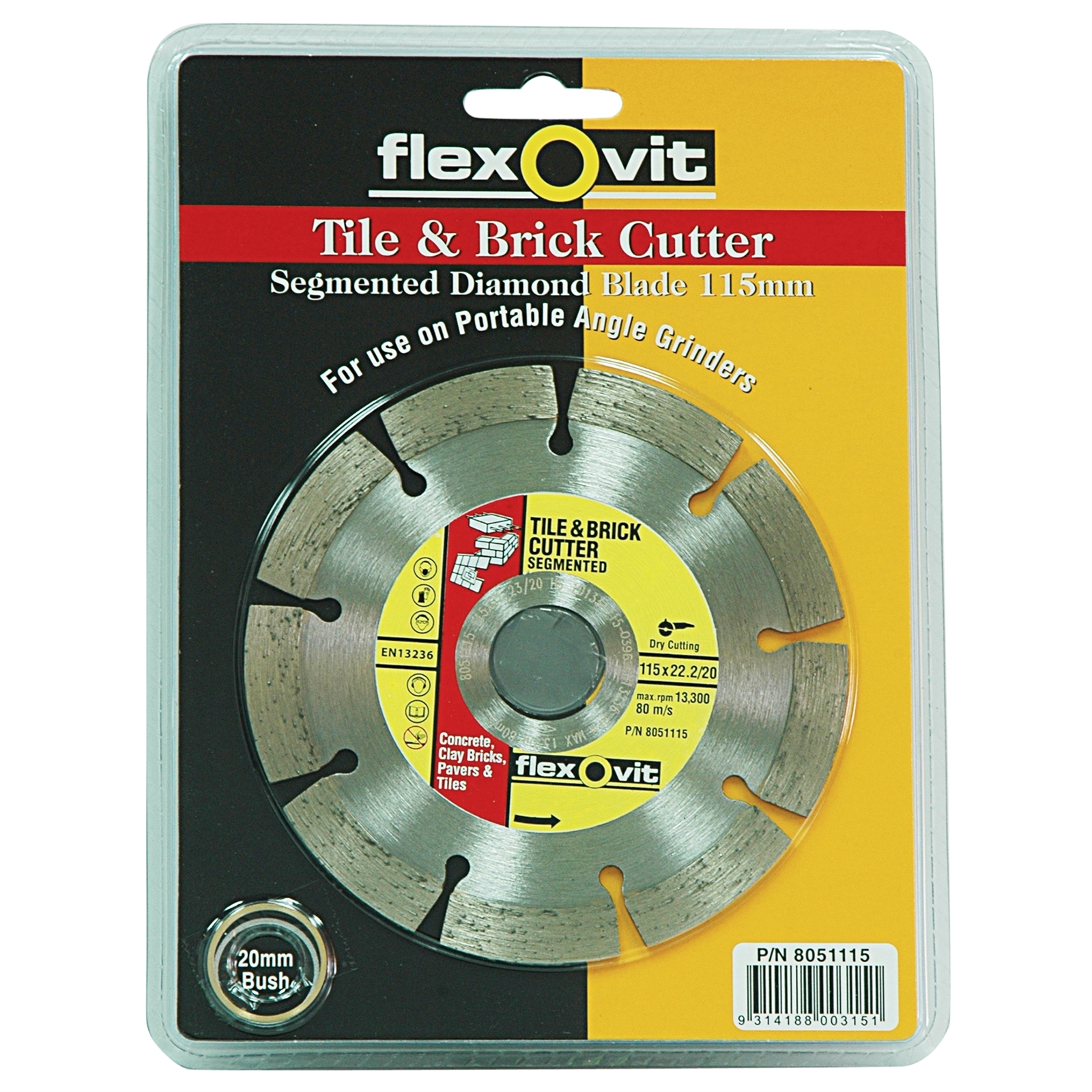 Flexovit 115 x 22.2/20mm Segmented Standard Diamond Grinder Blade