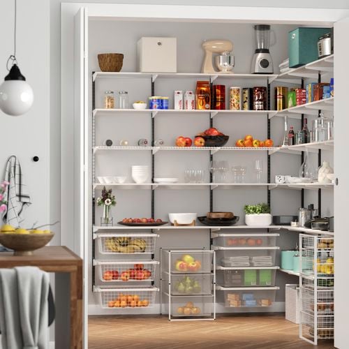 Shelf inside pantry cupboard.