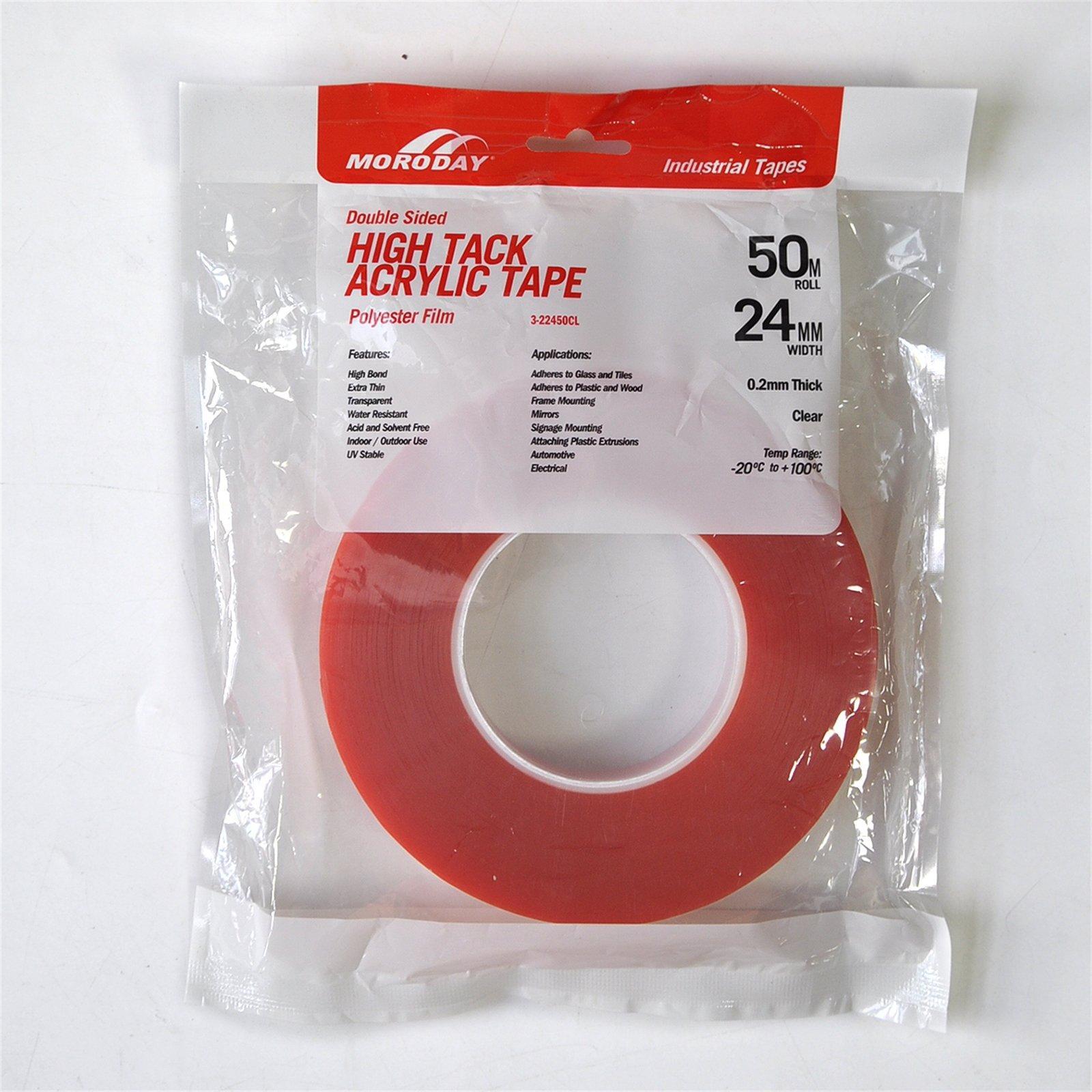 Moroday 24mm x 50m Clear Double Sided Hi Tack Polyester Tape Bunnings