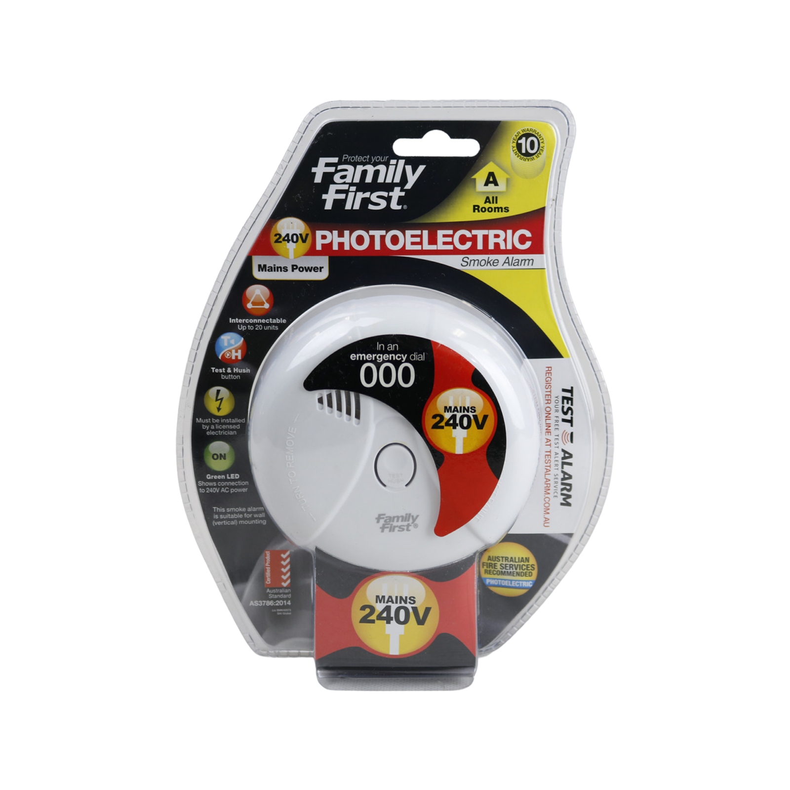 Family First 240V Interconnectable Photoelectric Smoke Alarm Bunnings Australia