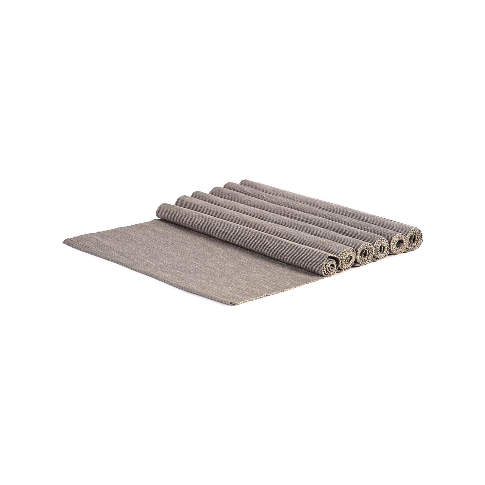 Nicola Spring Ribbed Cotton Placemats 45cm x 34.5cm Grey Pack of