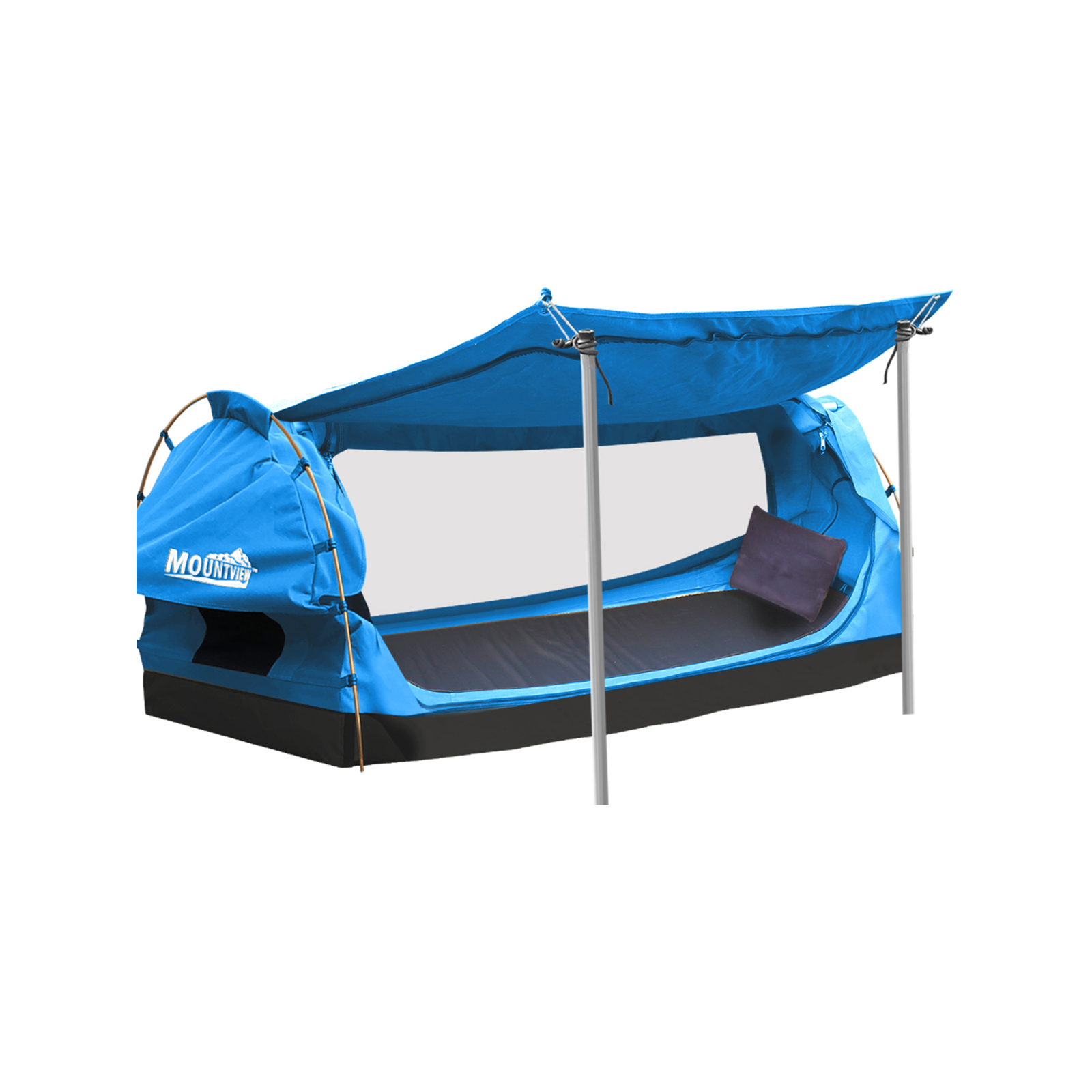 Mountview Double Swag Camping Swags Canvas Dome Tent Free Standing Navy