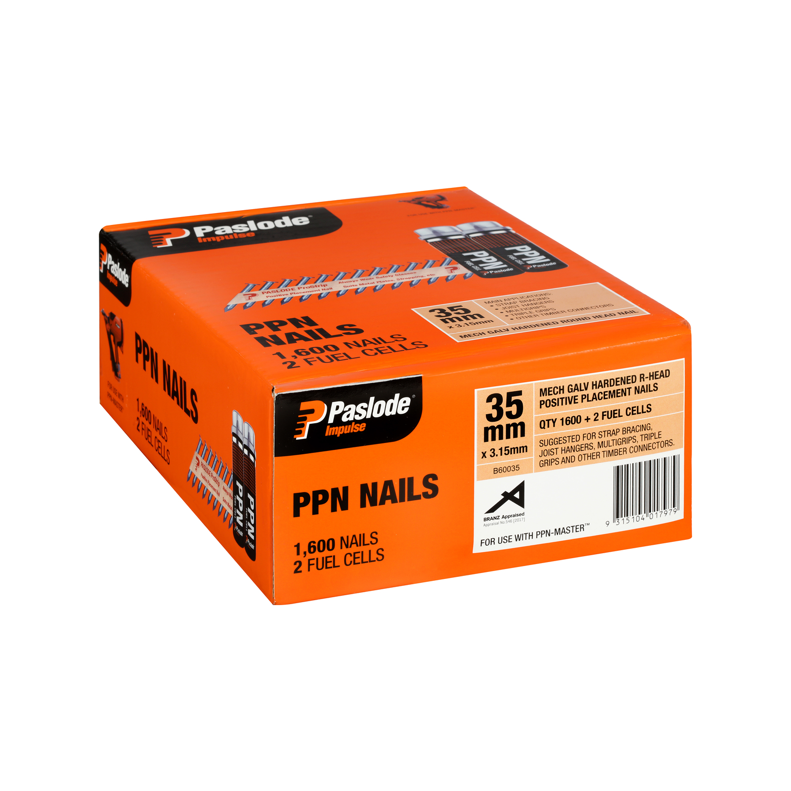 Paslode Impulse 35 x 3.15mm PPN Nails Galavnised Box 1600 Bunnings