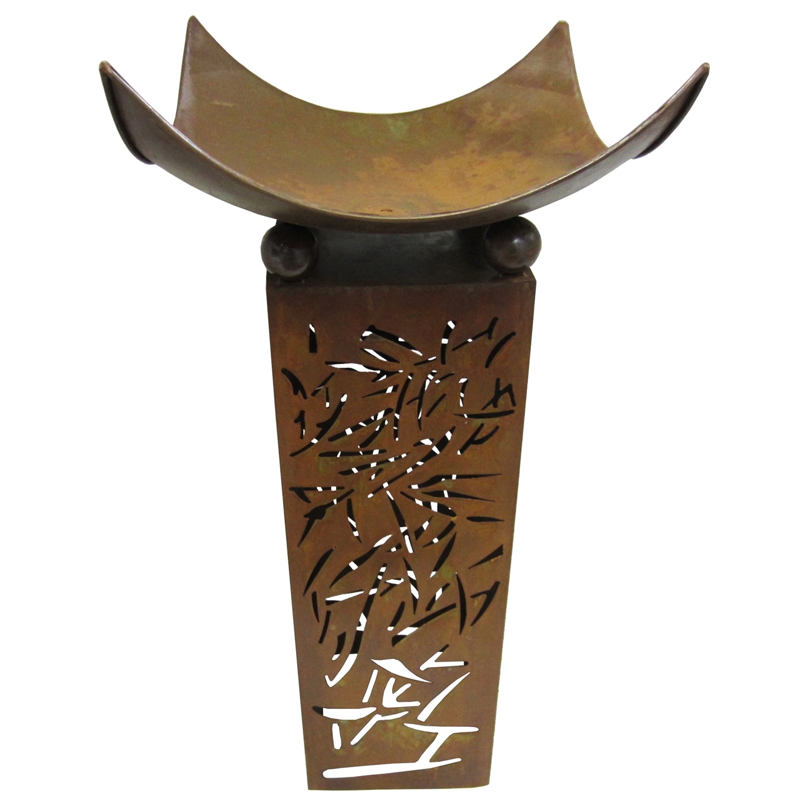 Lotus Collection 40 x 84cm Rust Brown Metal Bird Bath Bunnings Australia