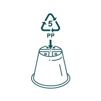 Icon representing Plastic Pot Recycling symbol