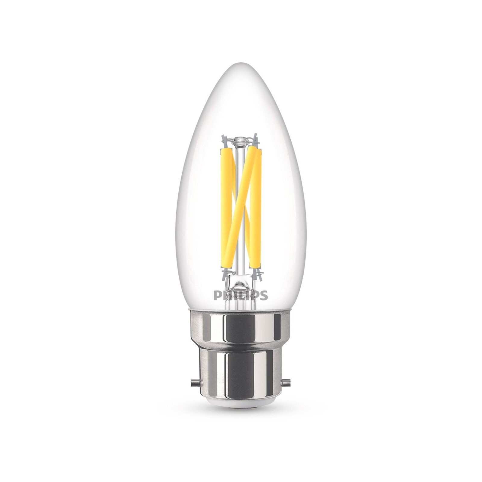 Philips B22 LED 470lm Clear Filament 3.5W Dimmable Candle Bunnings