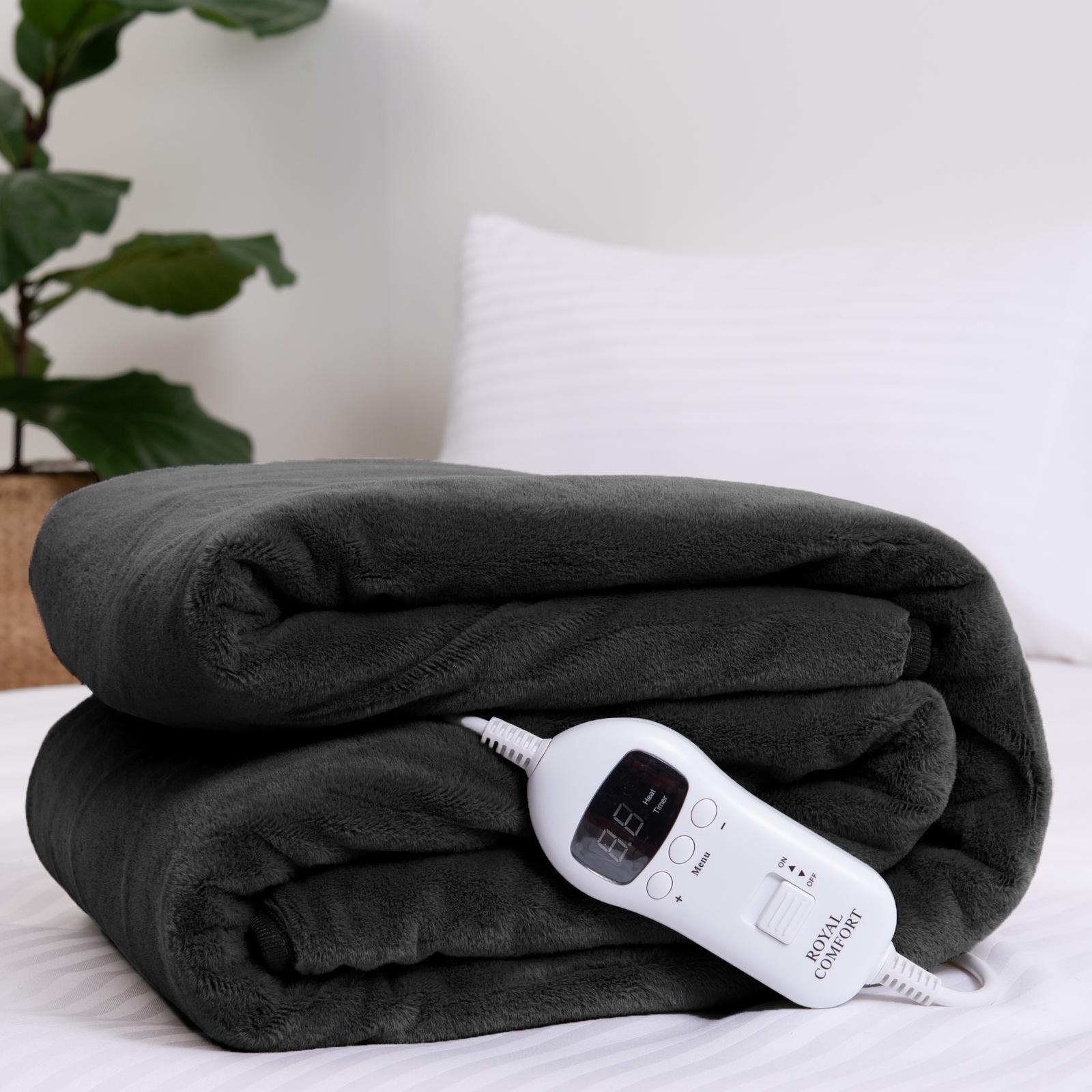 Blanket 160 X 130 Cm - Charcoal - Heated Faux Fur Throw Electric Blanket -  Bunnings Australia