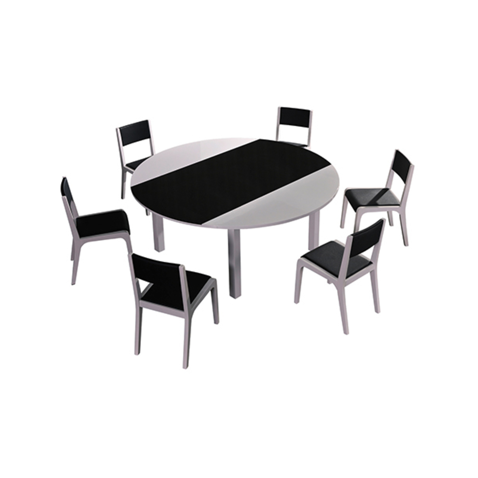 Dining Table in Round Shape High Glossy MDF Wooden Base Combination of