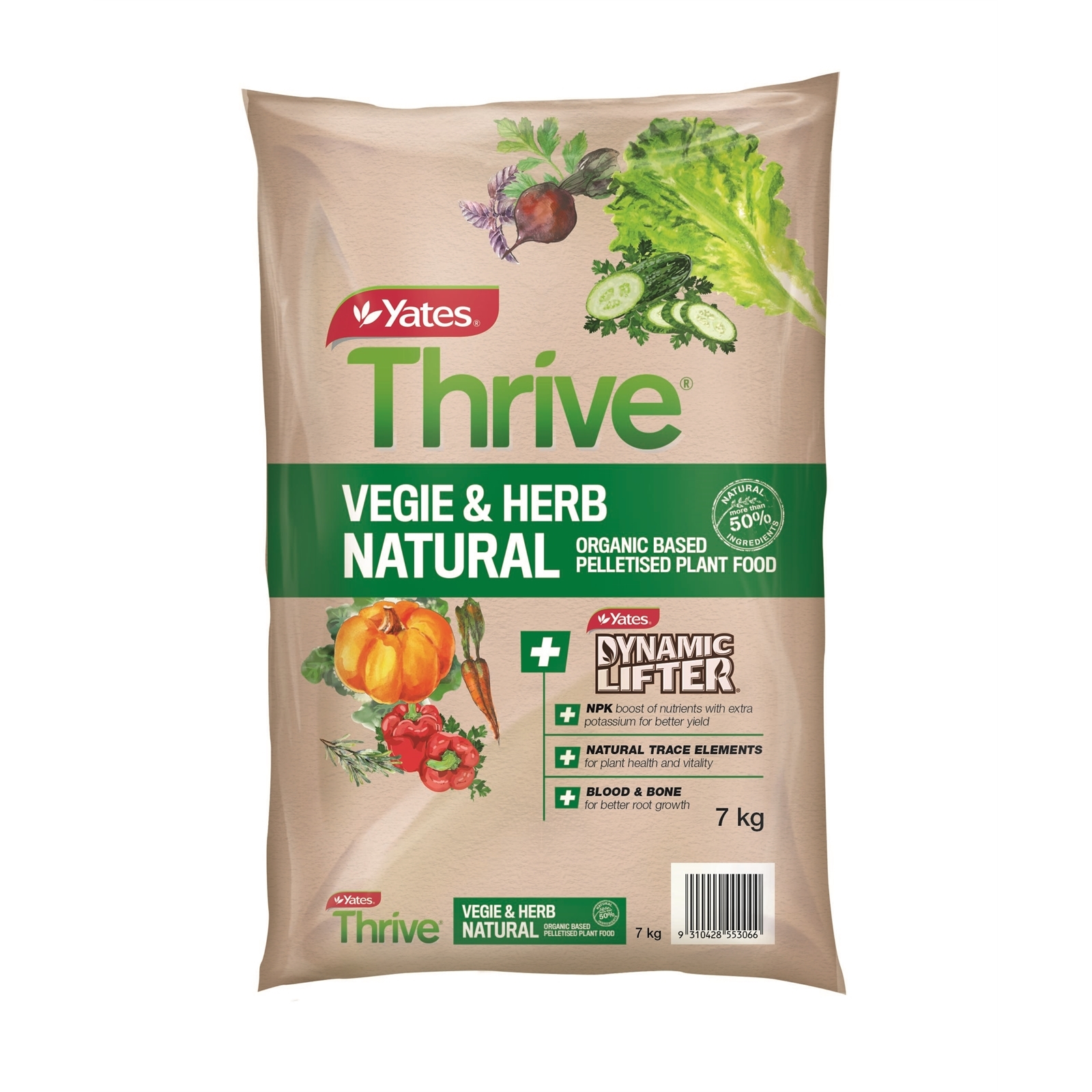 Yates 7kg Thrive Natural Vegie And Herb Organic Based Pelletised Plant Food Bunnings Australia