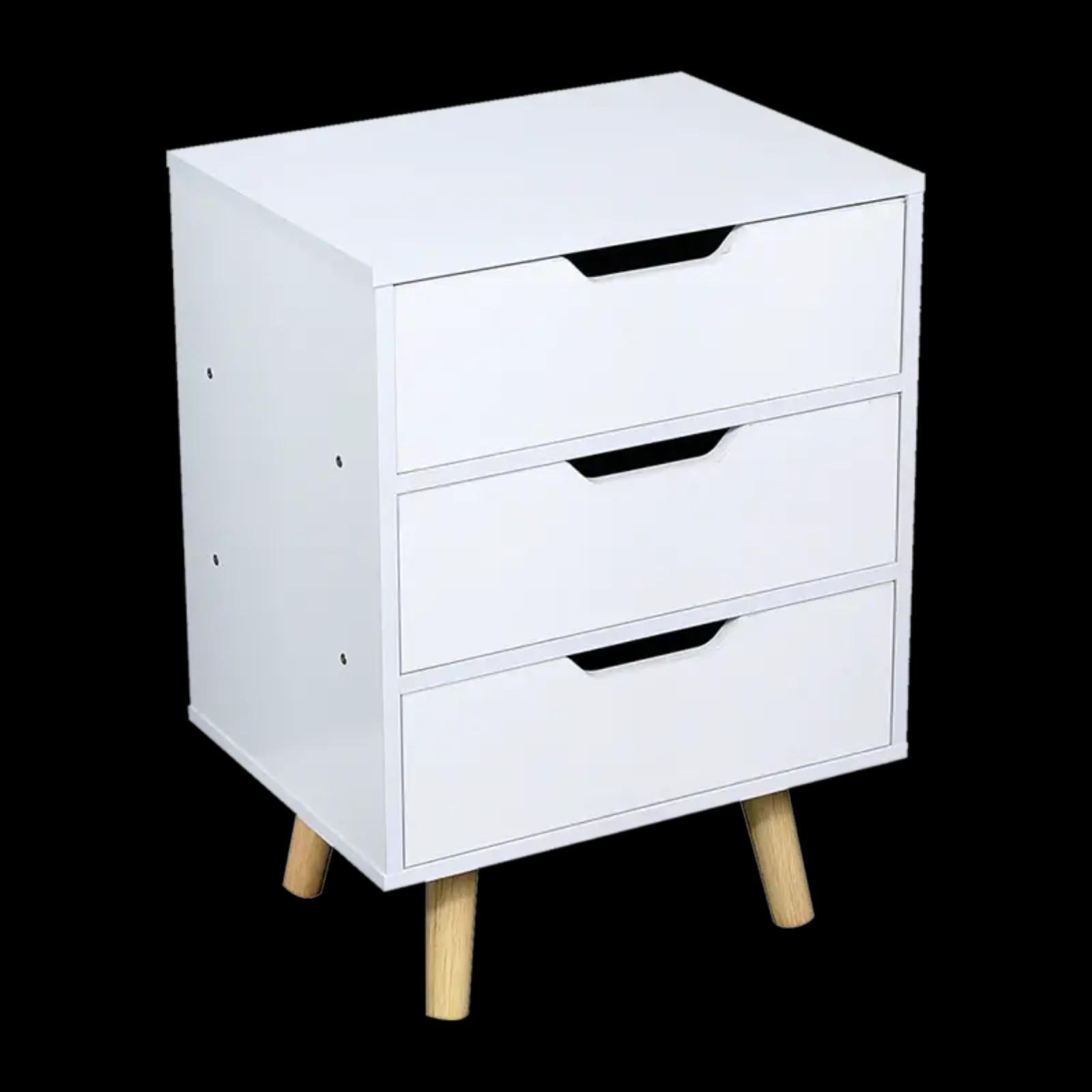 Wooden Bedside Table 3 Drawers Cabinet Storage Night Stand - Bunnings ...
