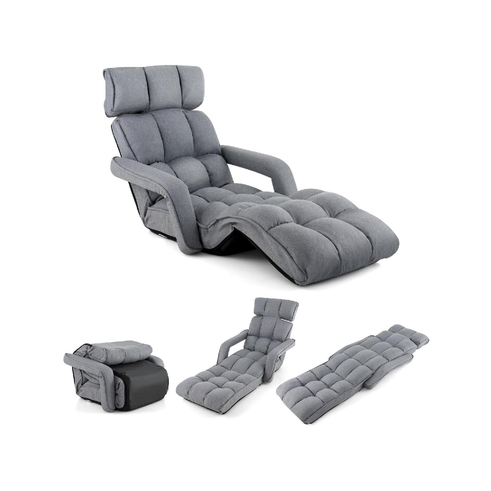 Costway Foldable Floor Sofa Bed Lounge Recline Home Office,Gray
