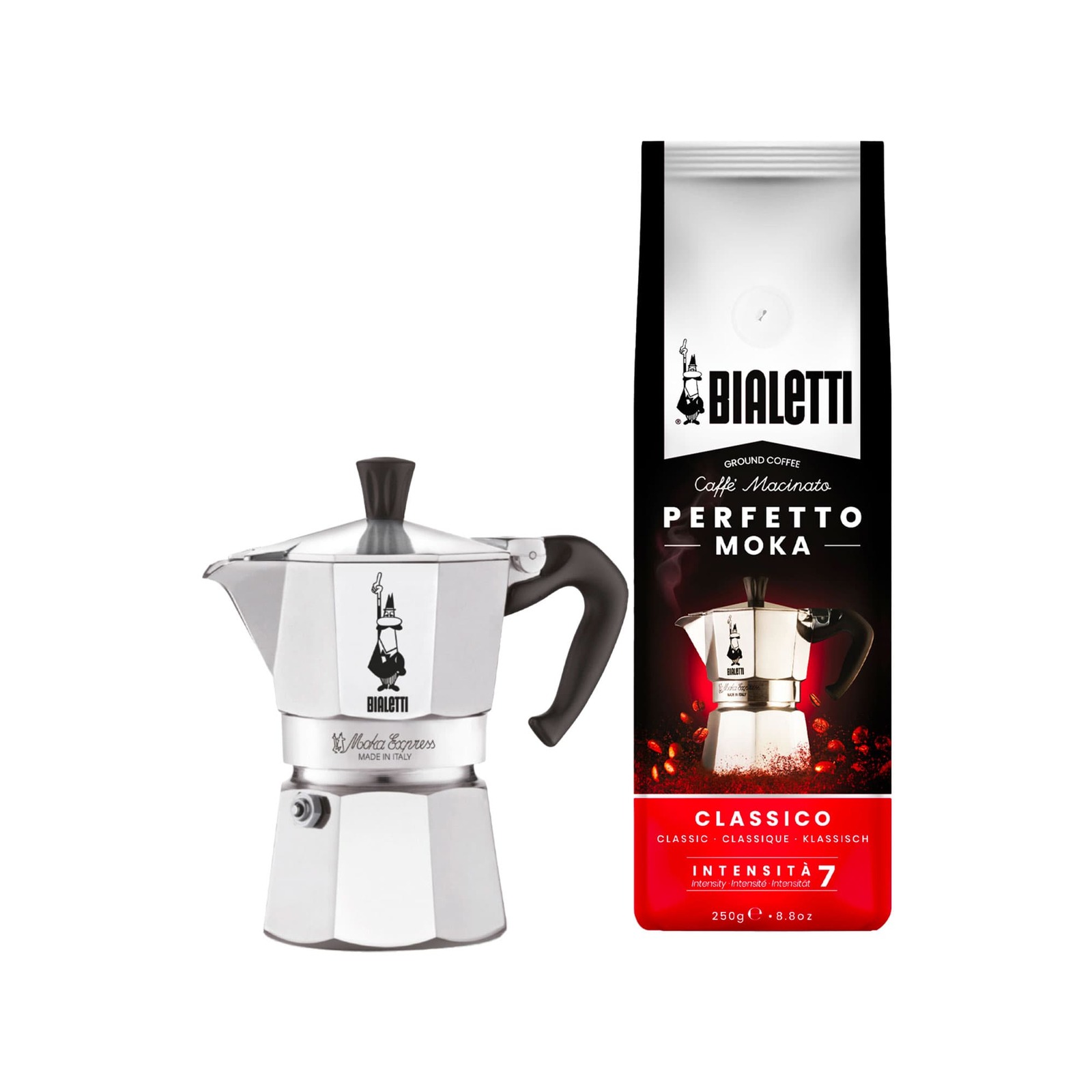 Bialetti Moka Express Stovetop Espresso Maker 3 Cup w/ Perfetto Moka