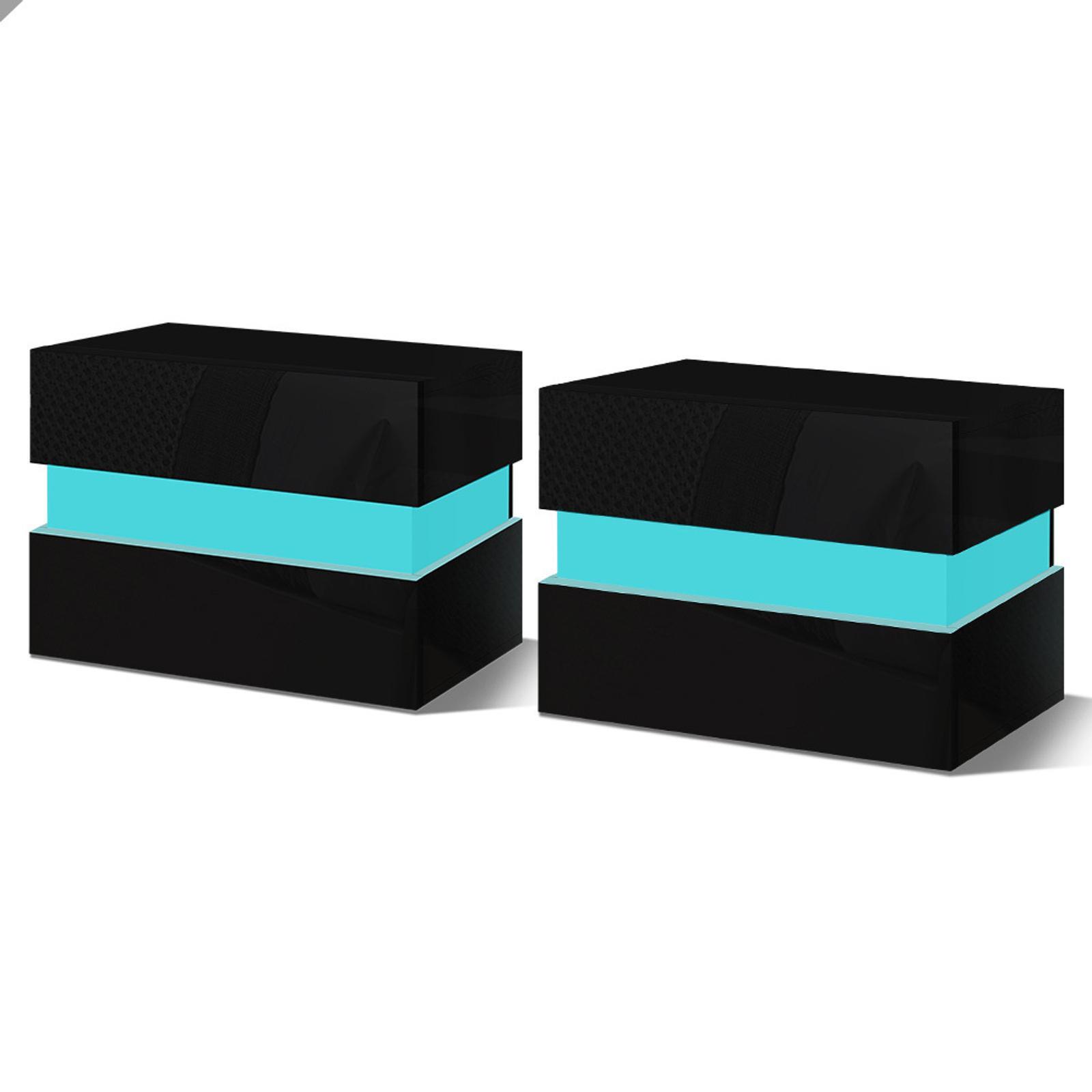 ALFORDSON 2x LED Bedside Table Black Bunnings Australia