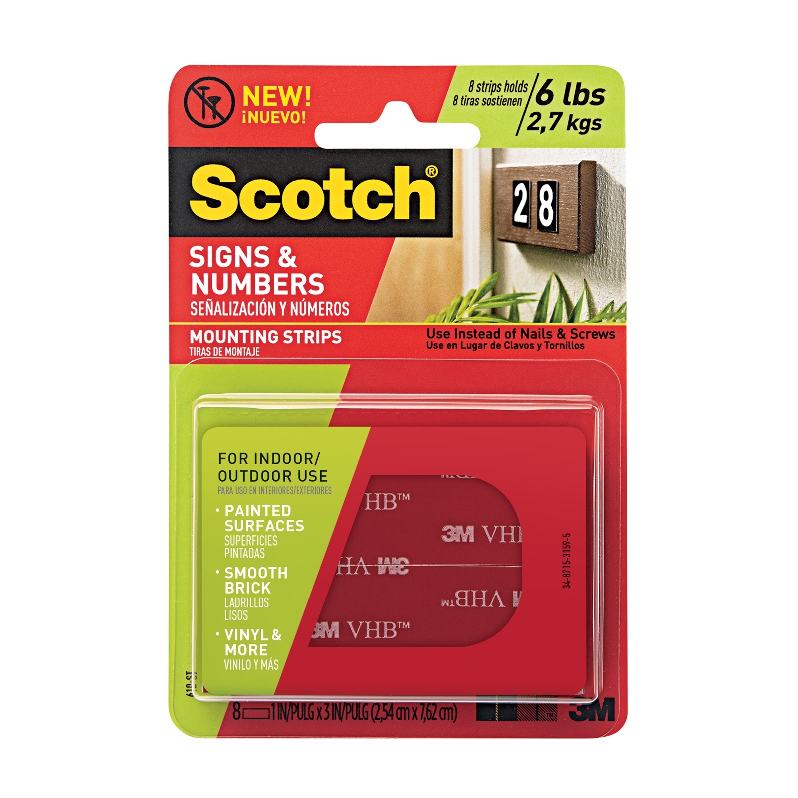 Scotch 2.5 x 7.6cm Sign And Numbers Double Sided Mounting Strips