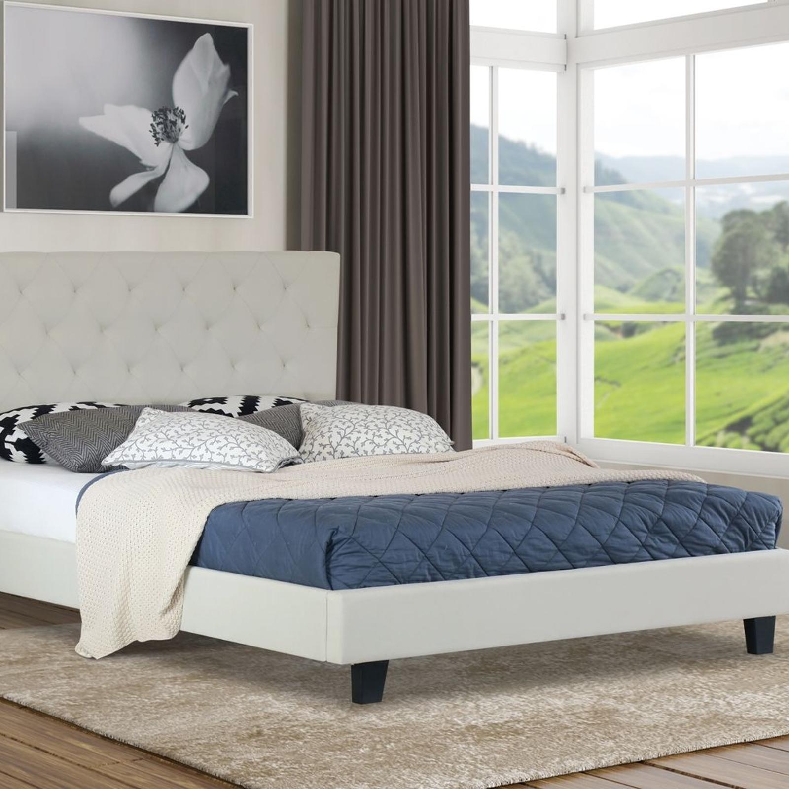 Istyle Chester Double Bed Frame Fabric Cream Bunnings Australia