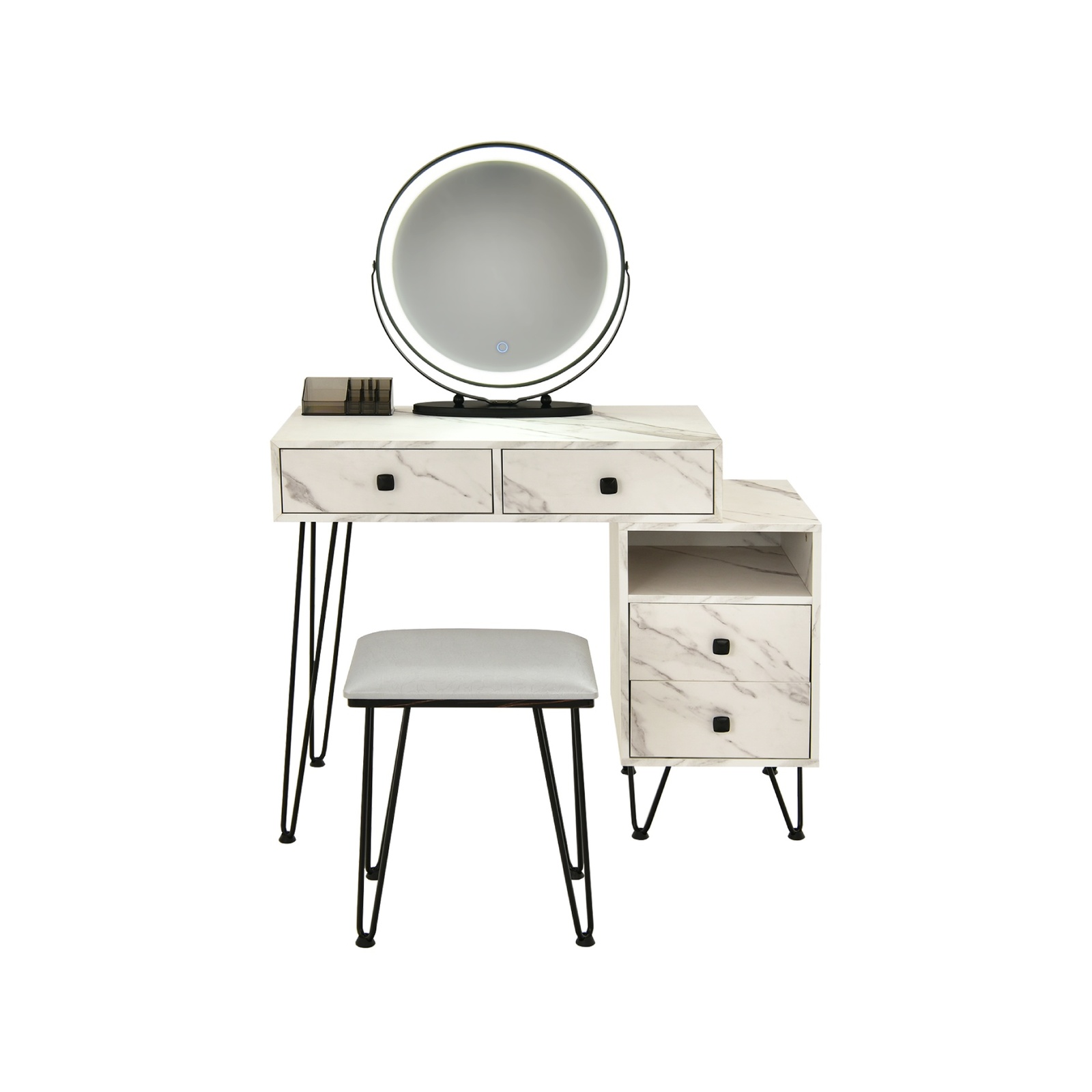Costway Vanity Dressing Table Set w/Lighted Mirror & Stool White Bunnings Australia