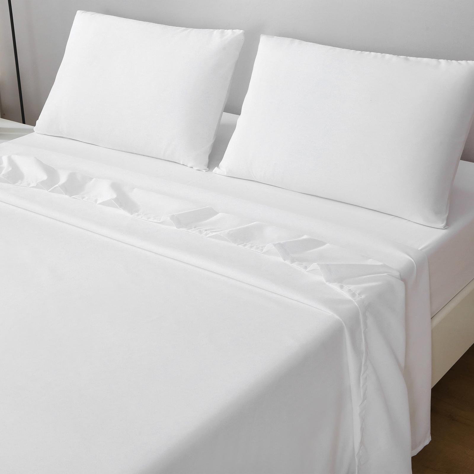 LINENOVA Microfiber Soft 1200TC Sheet Set - White Double - Bunnings ...