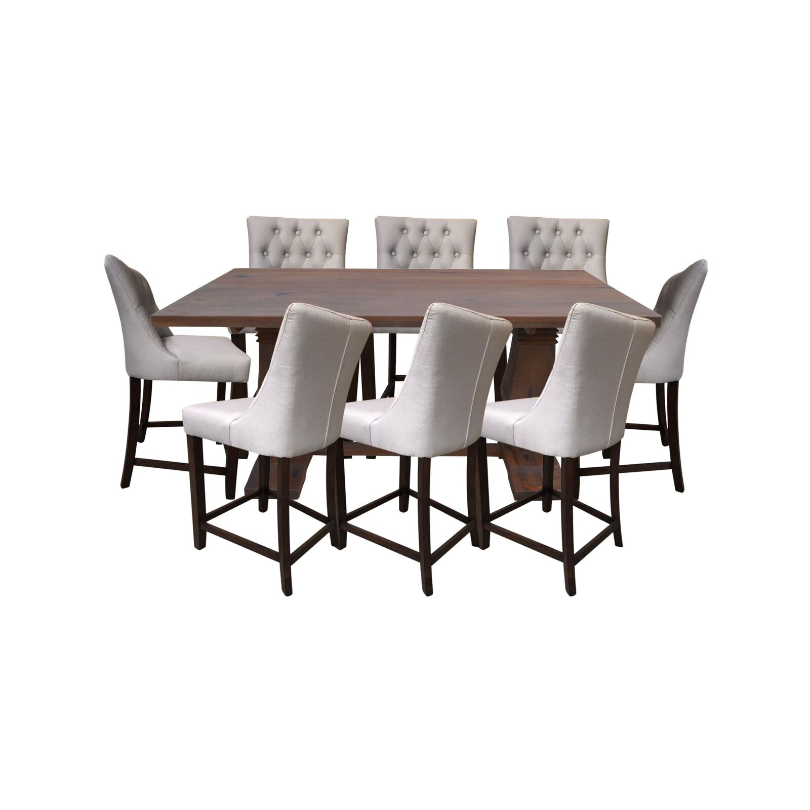 Florence 9pc High Dining Table Set 200cm 8 Fabric Chair French Provincial - Bunnings Australia