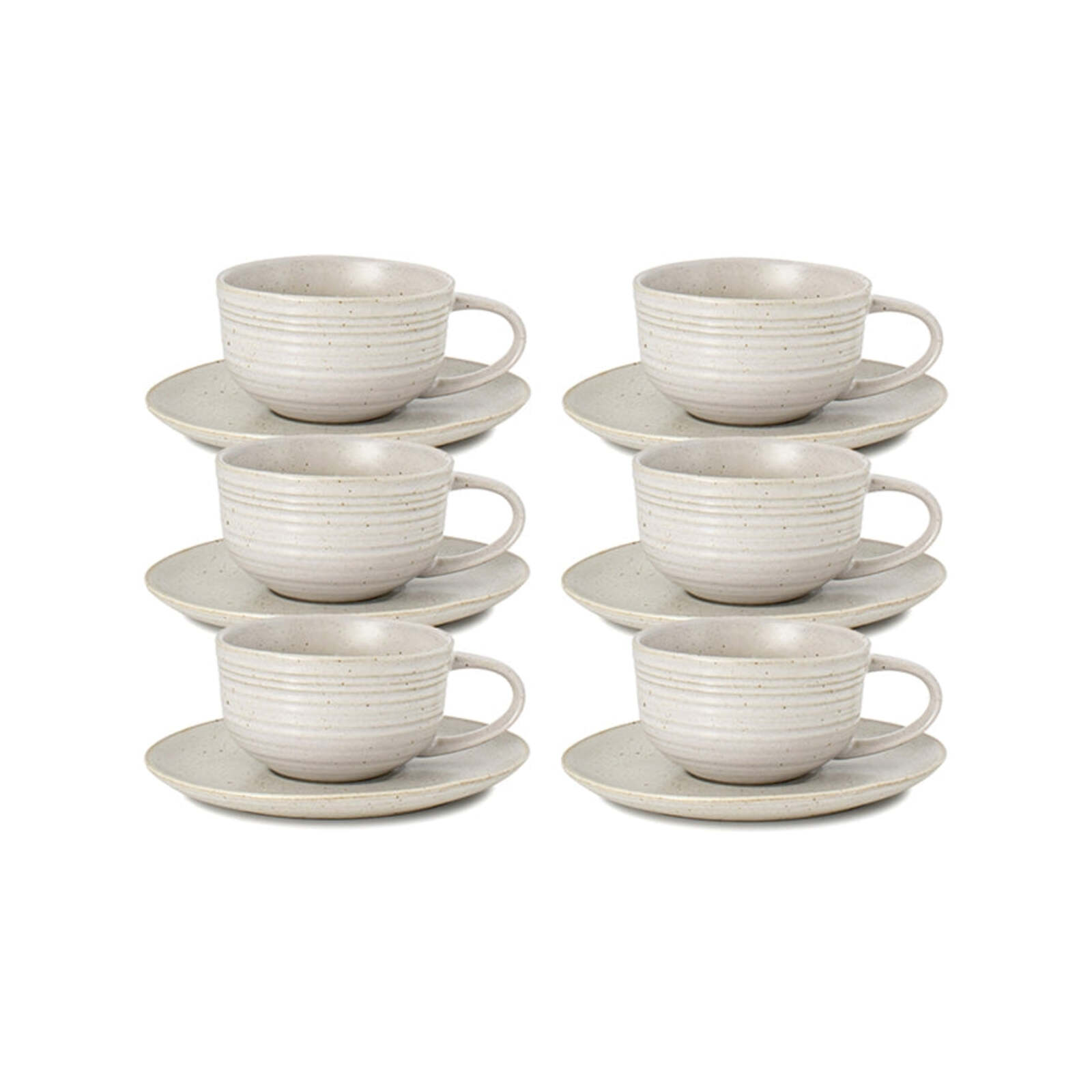 Mia Tea Cups & Saucers 230mL Set of 6 Natural Bunnings Australia