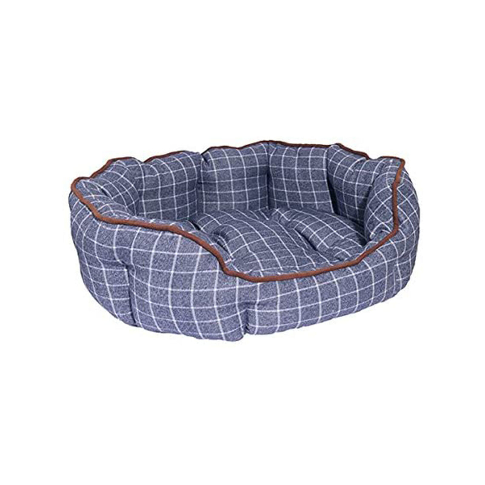 Rosewood 40 Winks Dog Sleeper Marine Check Oval Pet/Dog Bed 63cm ...