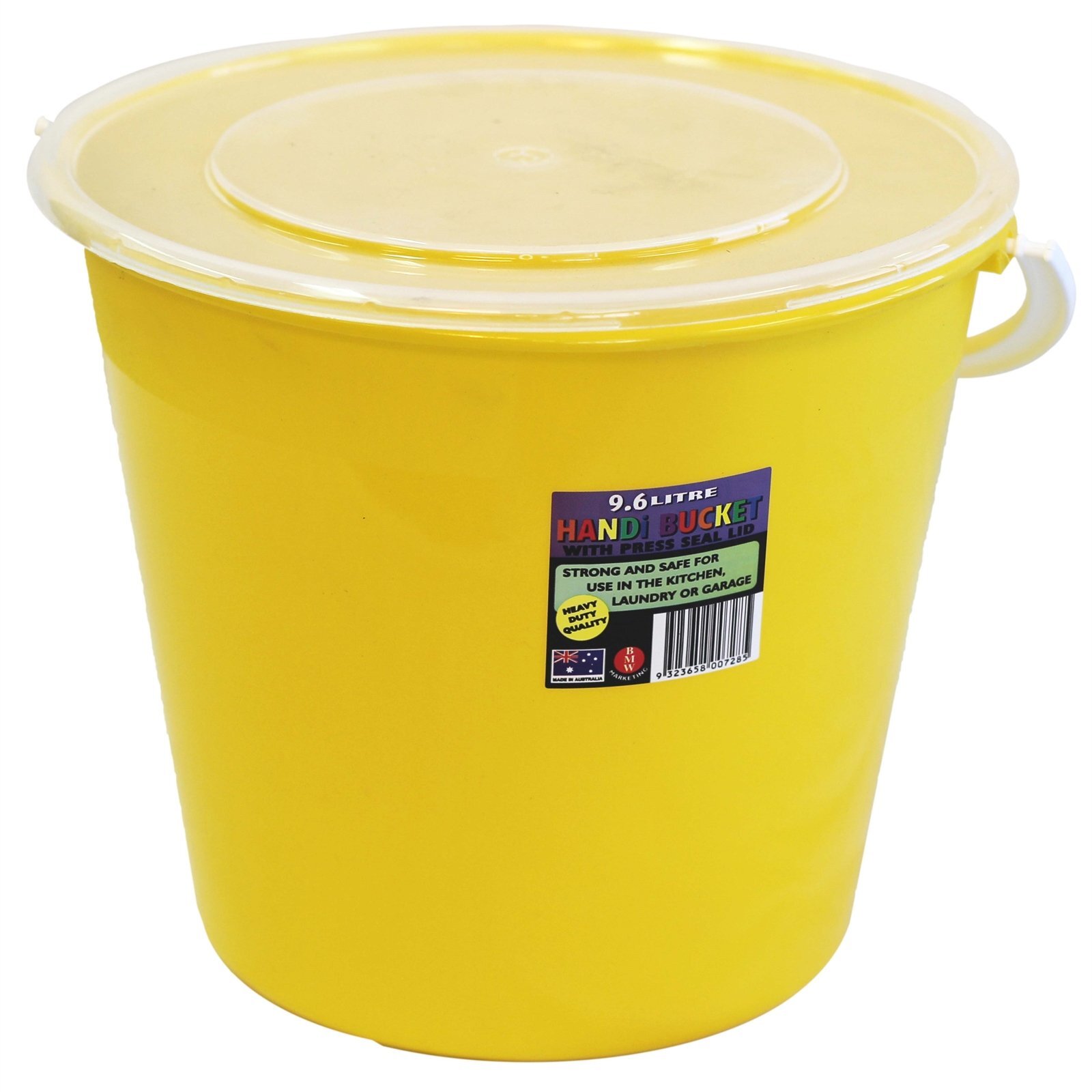 Icon Plastics 9.6L Assorted Colour Plastic Round Bucket With Lid