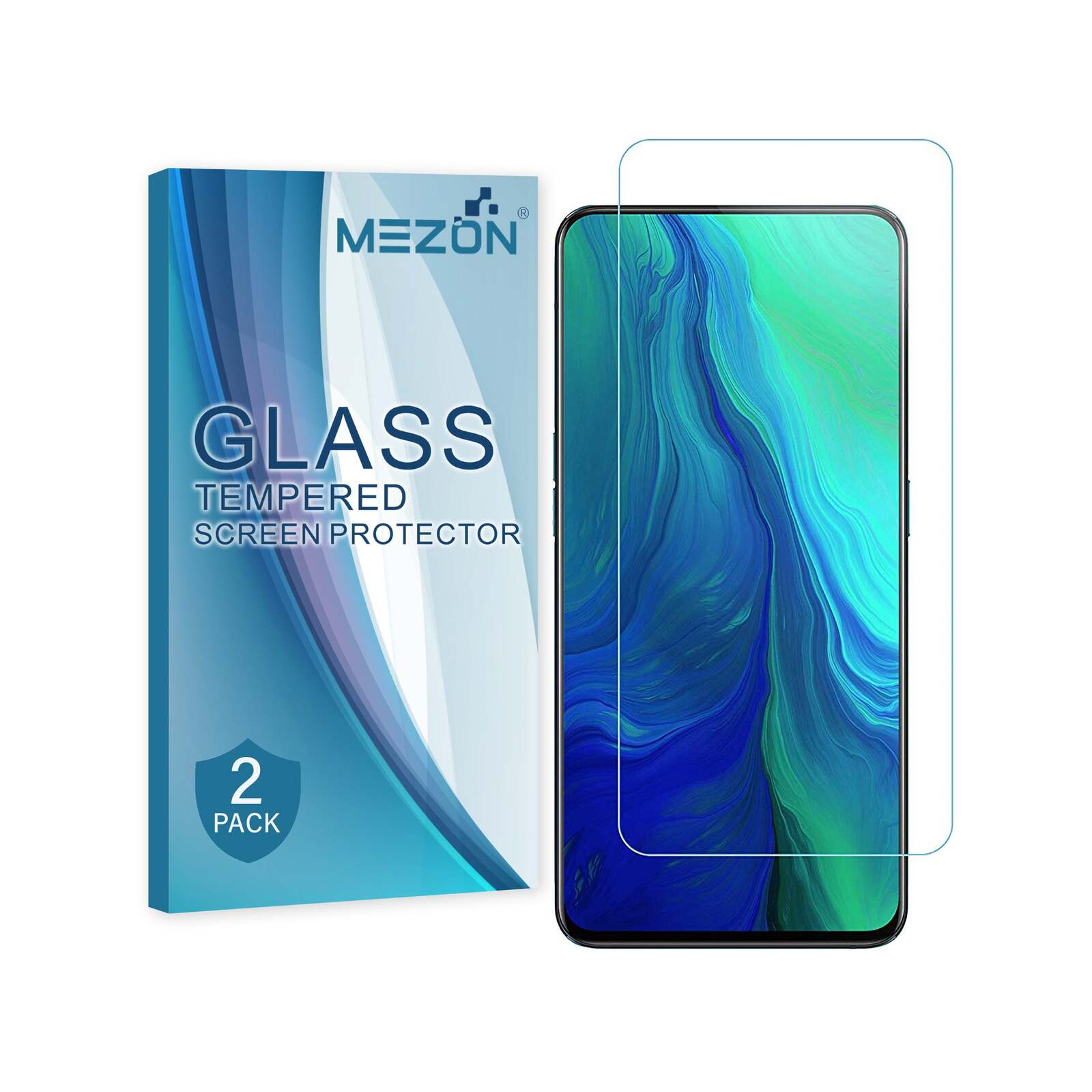 2 Pack MEZON OPPO Reno 10x Zoom Clear Tempered Glass Screen Protectors ...