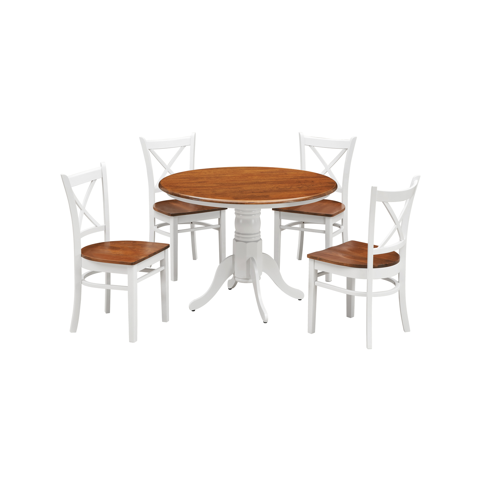 Lupin 5pc Dining Set 106cm Round Pedestral Table 4 Rubber Wood Chair ...