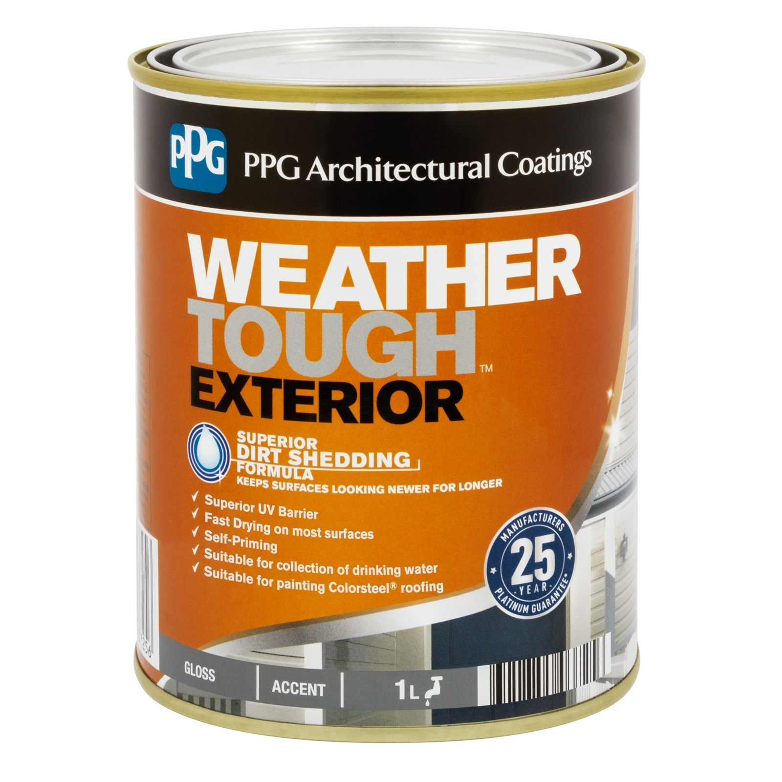 PPG Paints 1L Gloss Accent Weather Tough Exterior Paint Bunnings New