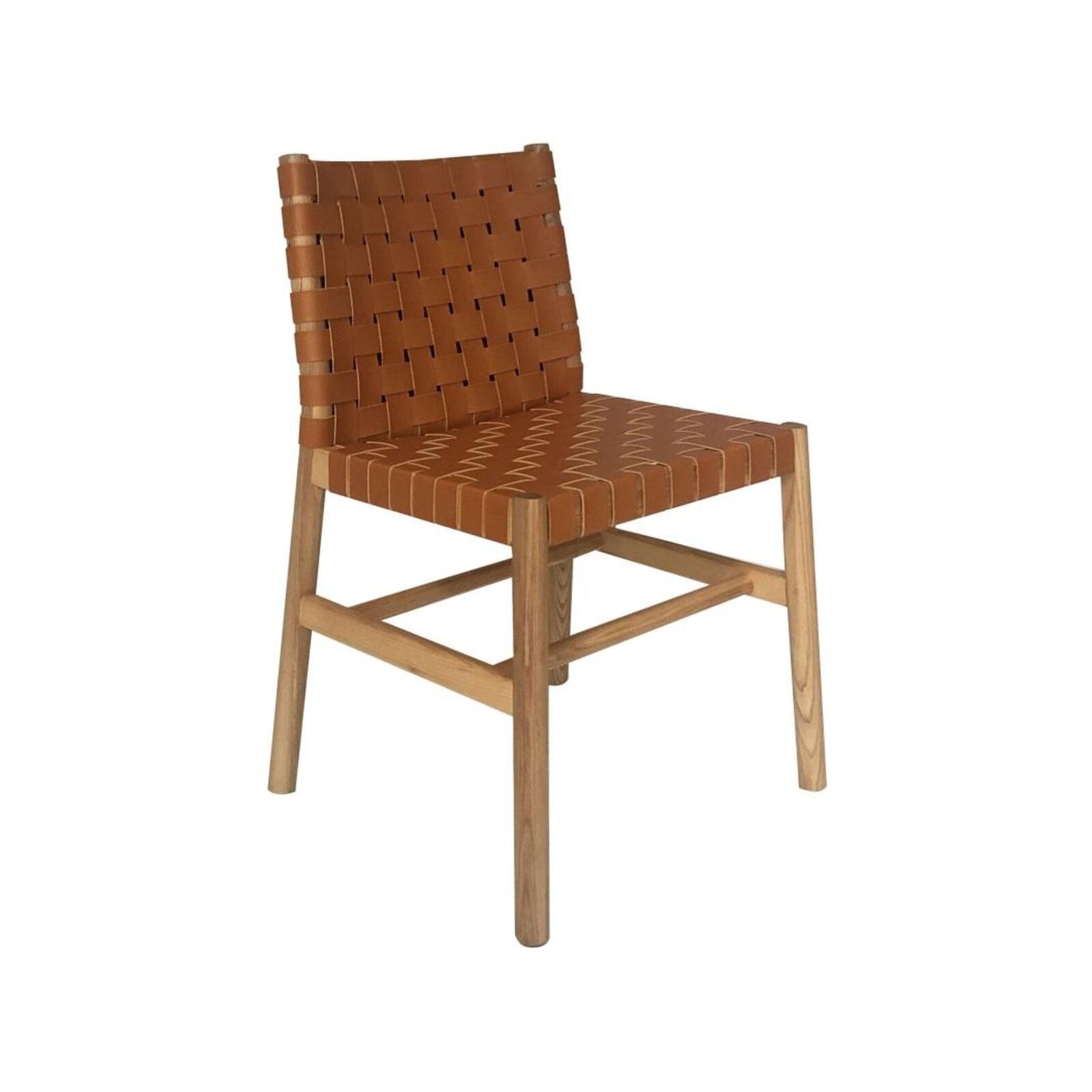 HomeStar Piper Woven Leather Dining Chair Wooden legs Brown Bunnings Australia